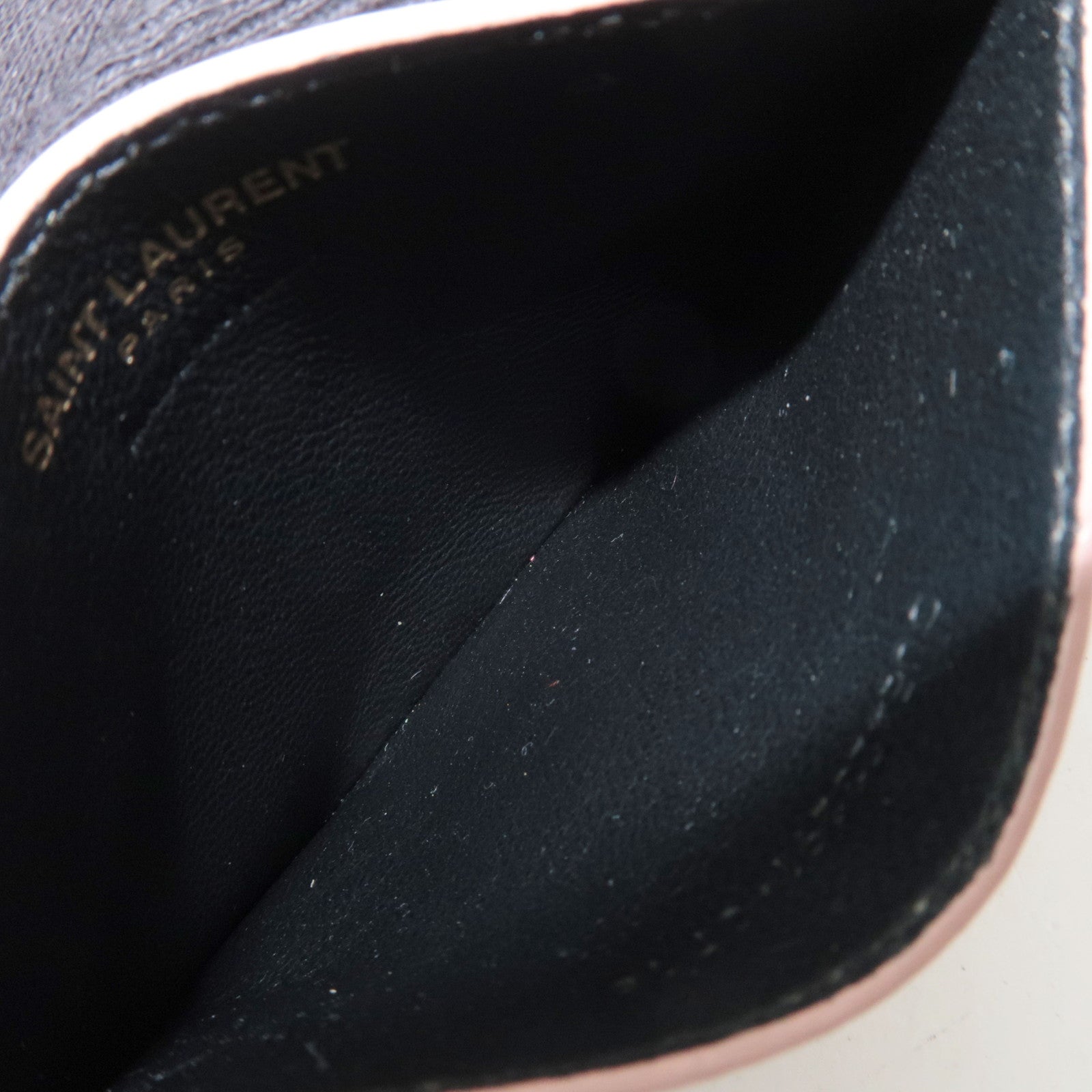 SAINT LAURENT Cassandra Card Case Leather Pink Gold HDW 423291 *Box
