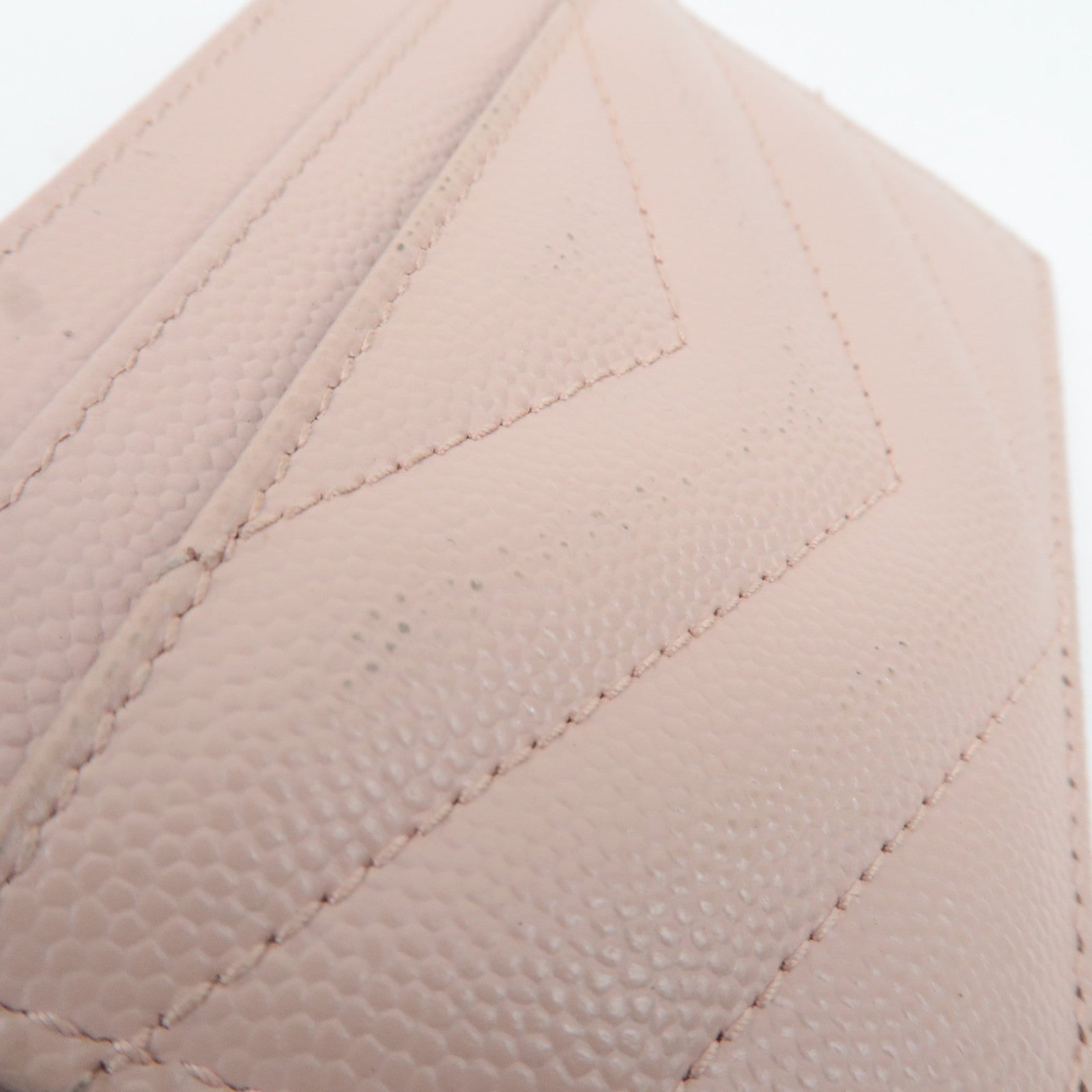 SAINT LAURENT Cassandra Card Case Leather Pink Gold HDW 423291 *Box