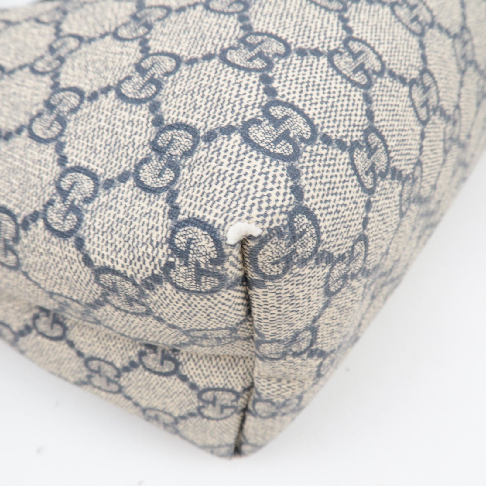 GUCCI Sherry GG Supreme Leather Tote Bag Beige Navy 211134