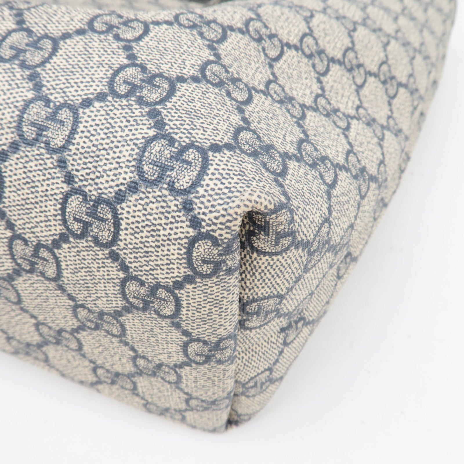 GUCCI Sherry GG Supreme Leather Tote Bag Beige Navy 211134