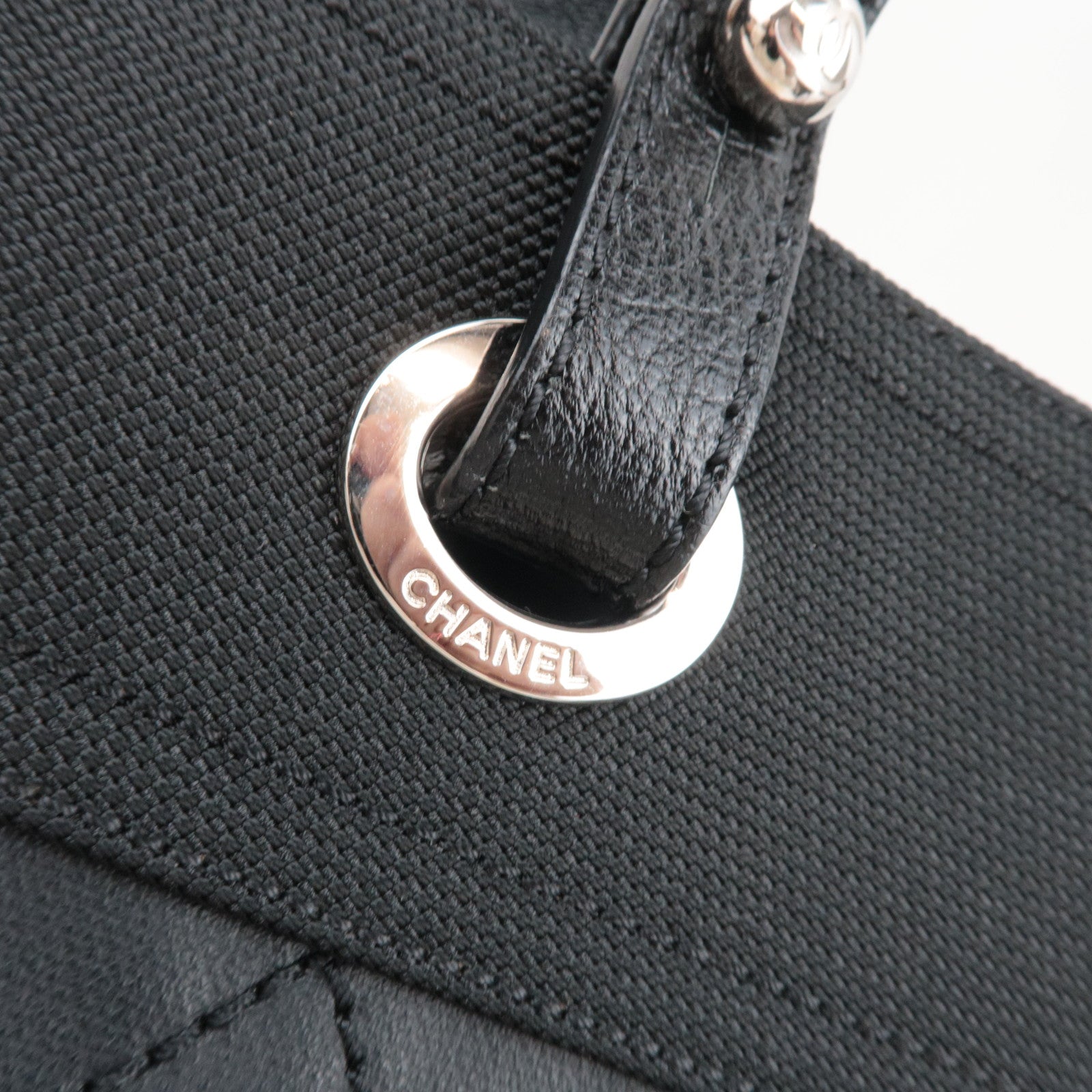 CHANEL Paris Biarritz Tote Bag MM Coated Canvas Leather Black Silver HDW 17789328