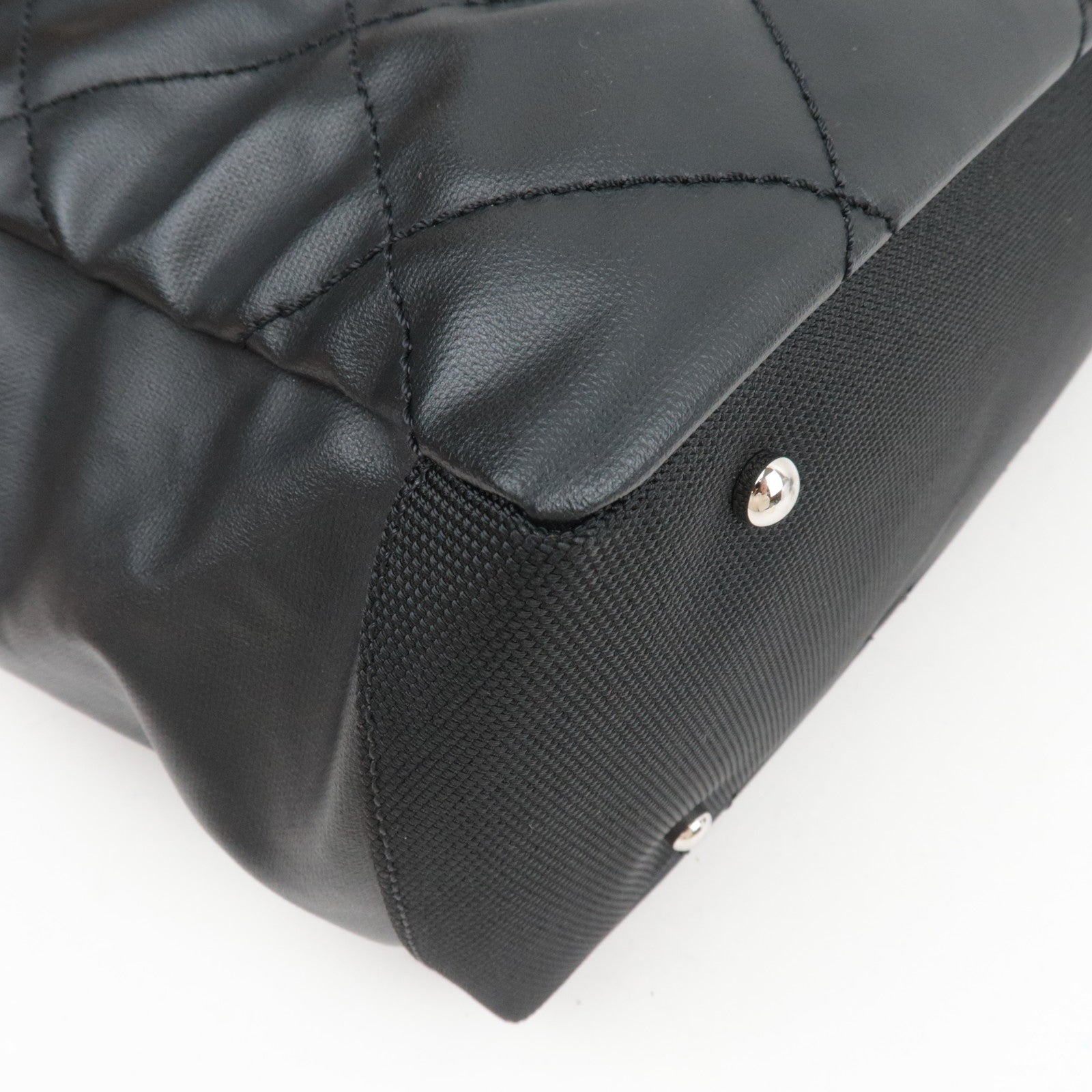 CHANEL Paris Biarritz Tote Bag MM Coated Canvas Leather Black Silver HDW 17789328