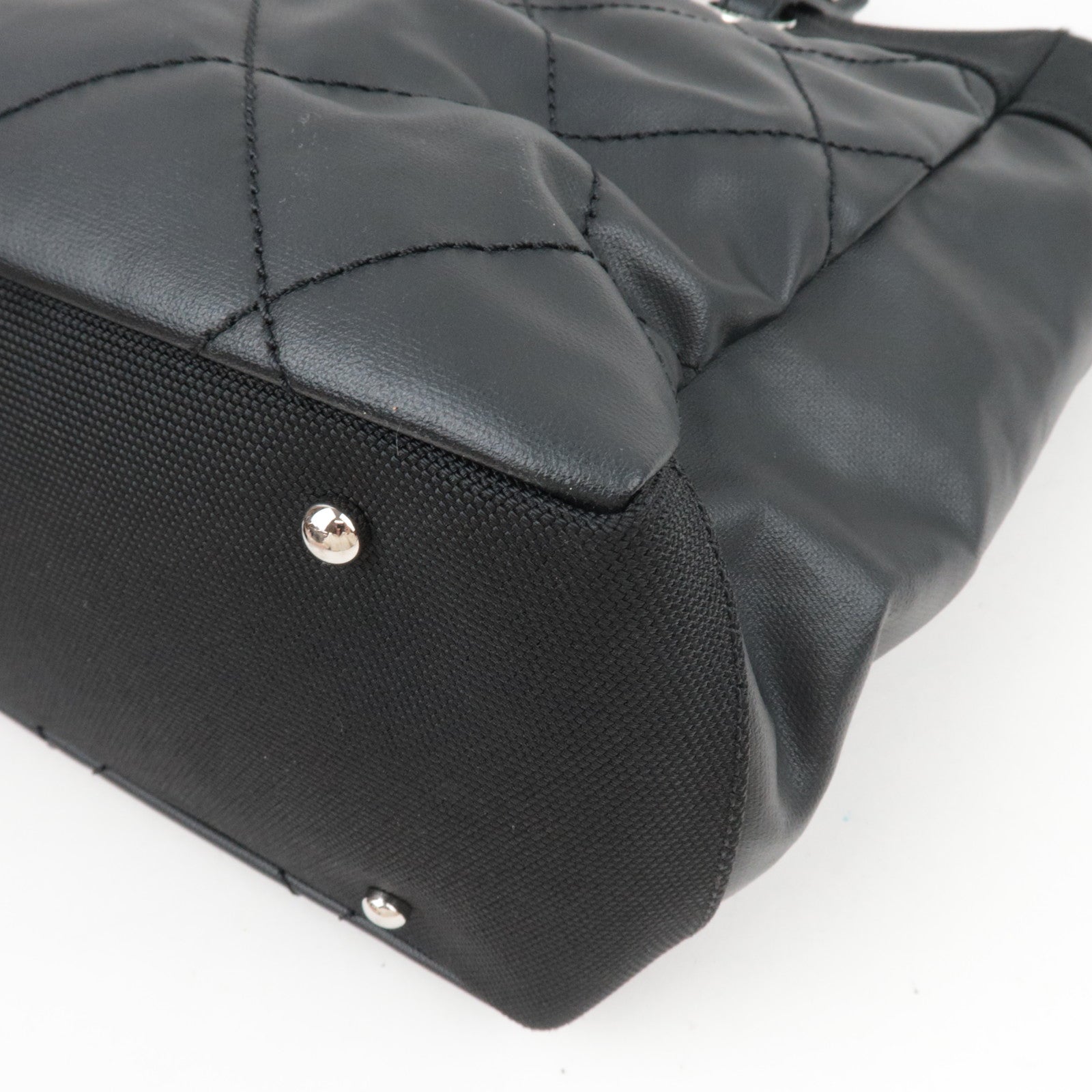 CHANEL Paris Biarritz Tote Bag MM Coated Canvas Leather Black Silver HDW 17789328