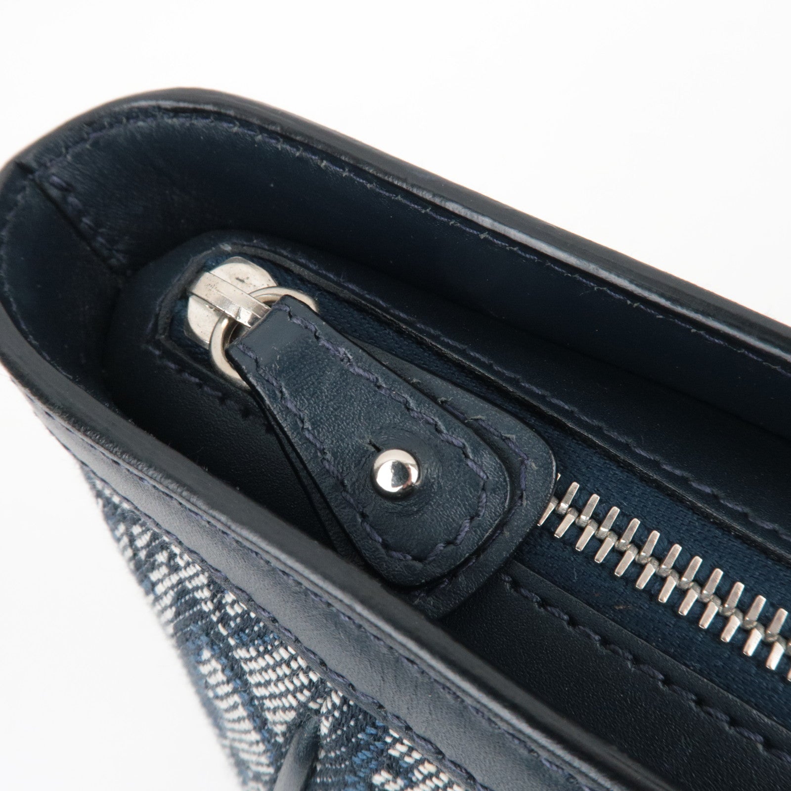 Christian Dior Trotter Tote Bag Canvas Leather Navy *Dust Bag, G Card