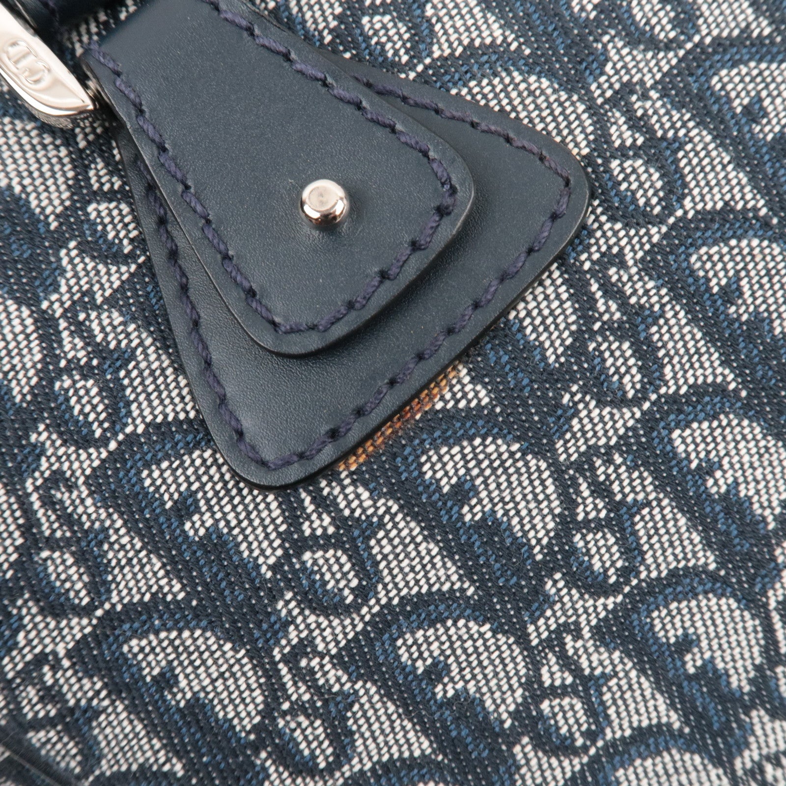 Christian Dior Trotter Tote Bag Canvas Leather Navy *Dust Bag, G Card