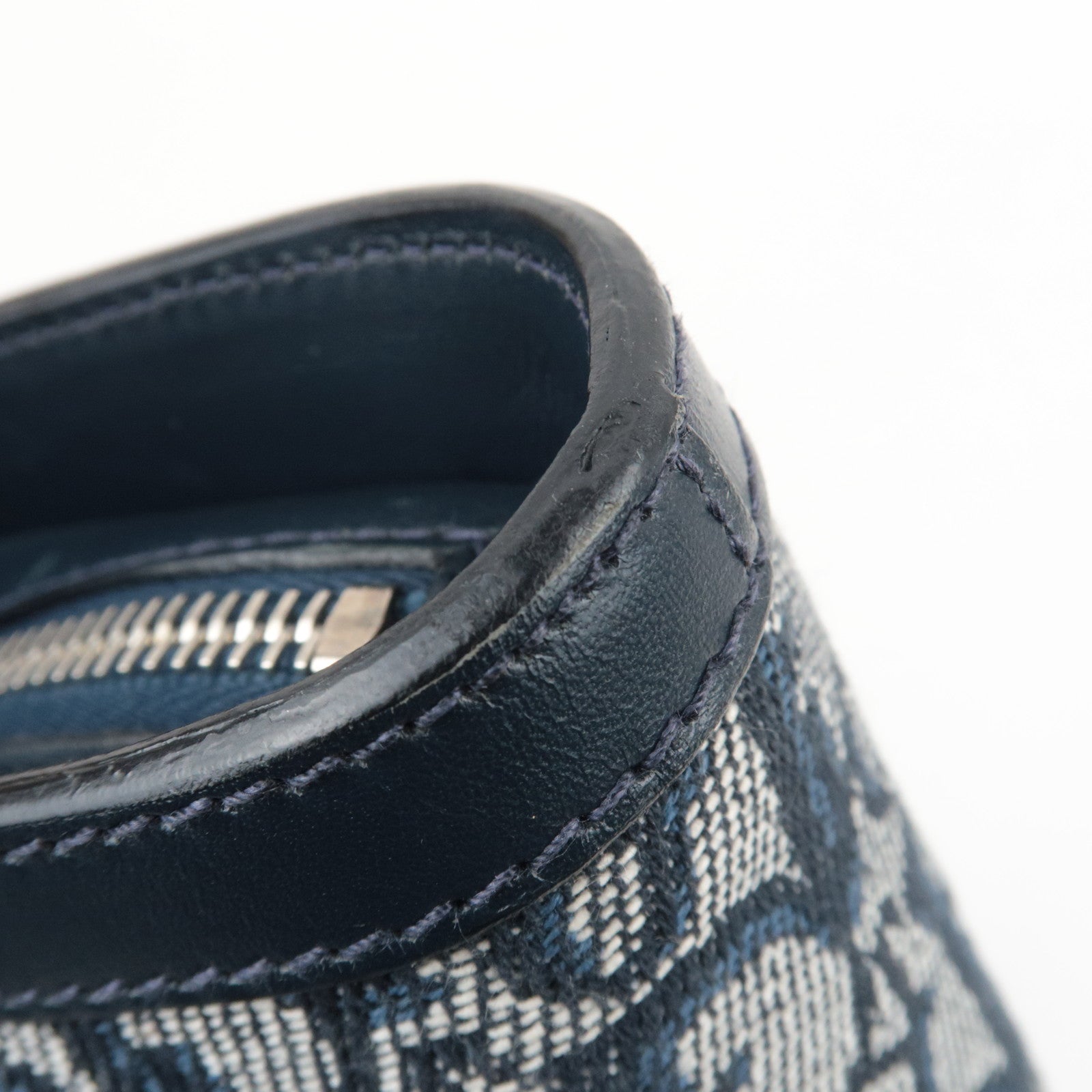 Christian Dior Trotter Tote Bag Canvas Leather Navy *Dust Bag, G Card