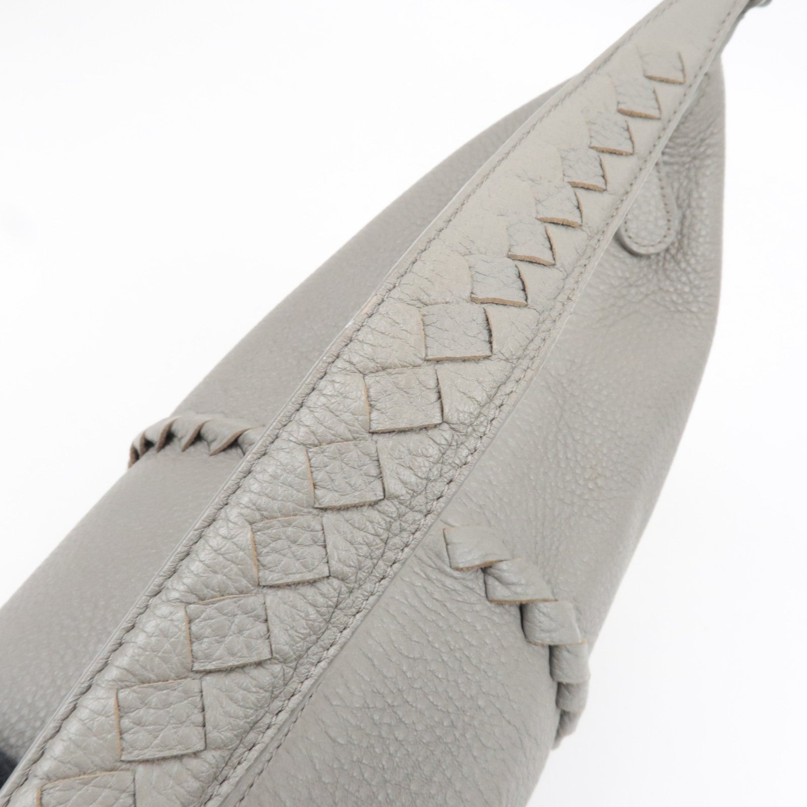 BOTTEGA VENETA Intrecciato Leather Shoulder Bag Gray
