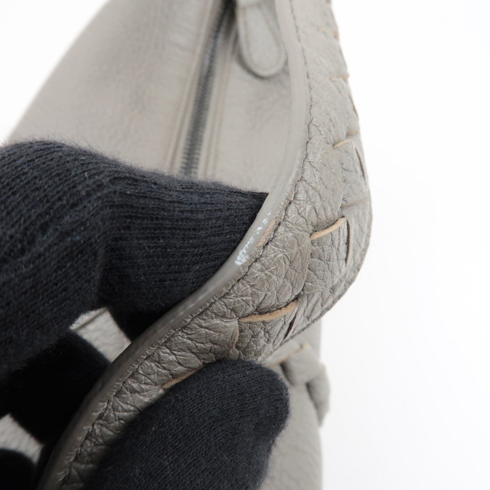 BOTTEGA VENETA Intrecciato Leather Shoulder Bag Gray