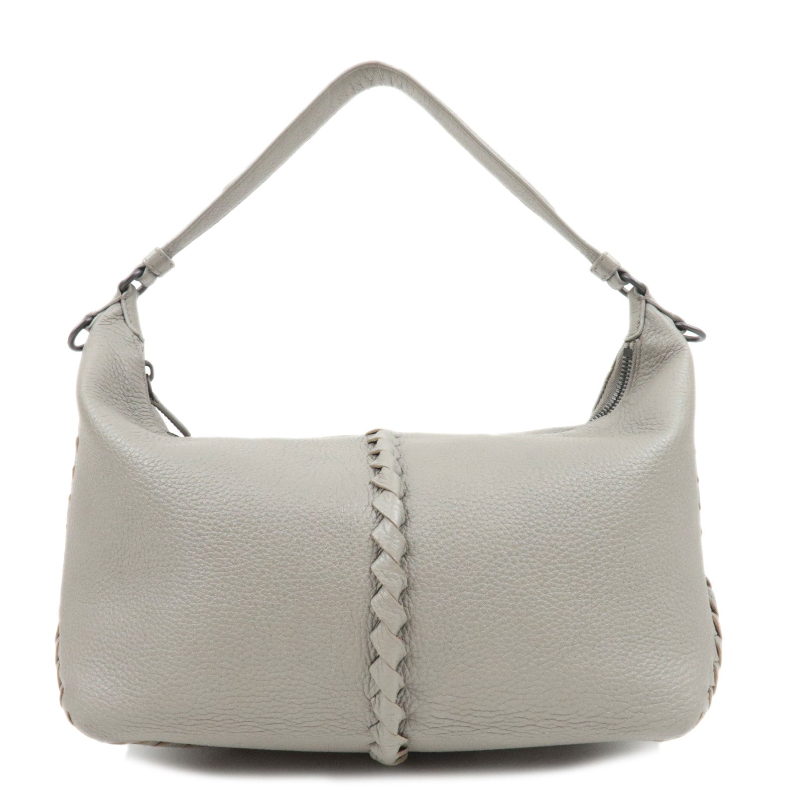 BOTTEGA VENETA Intrecciato Leather Shoulder Bag Gray 83468