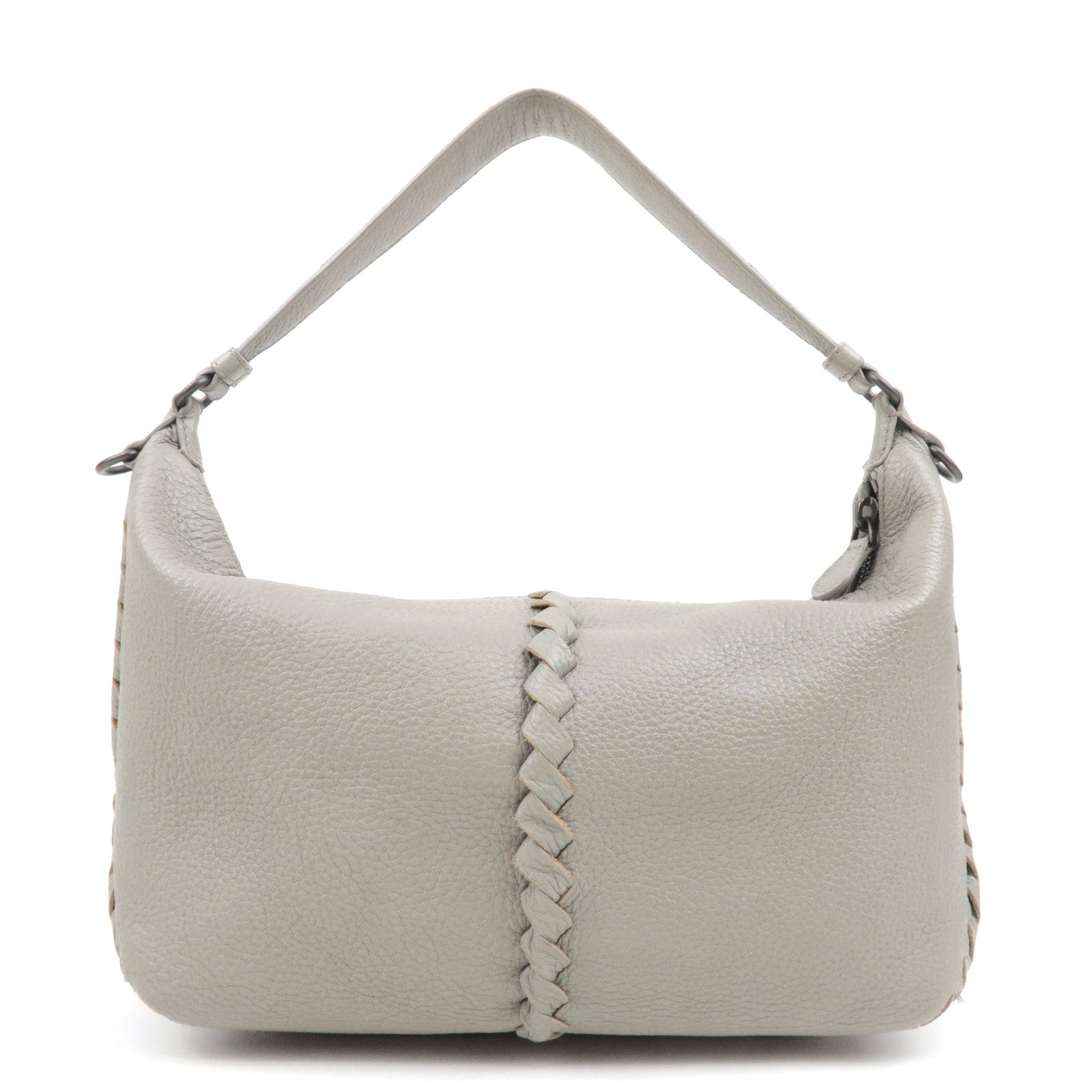 BOTTEGA VENETA Intrecciato Leather Shoulder Bag Gray