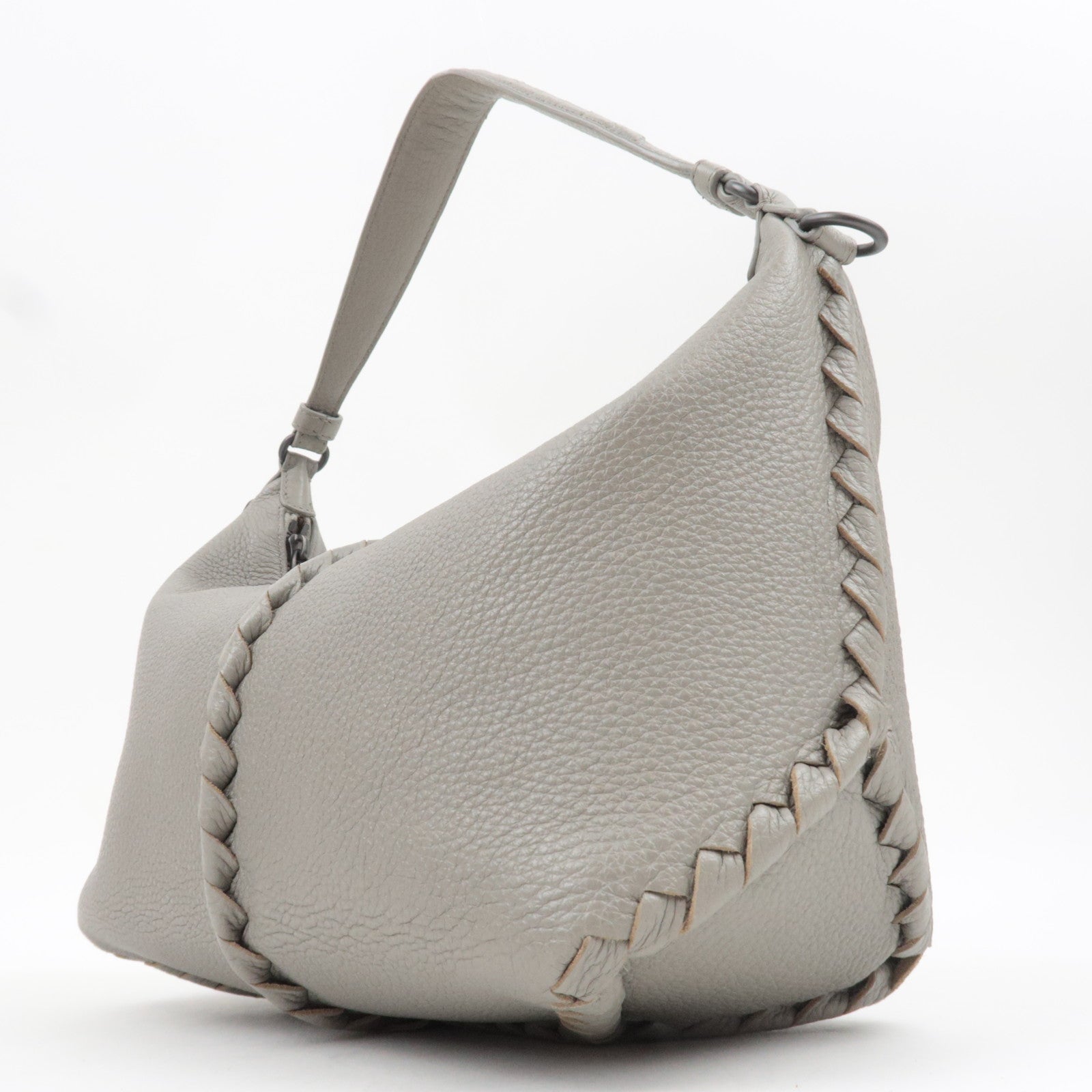 BOTTEGA VENETA Intrecciato Leather Shoulder Bag Gray