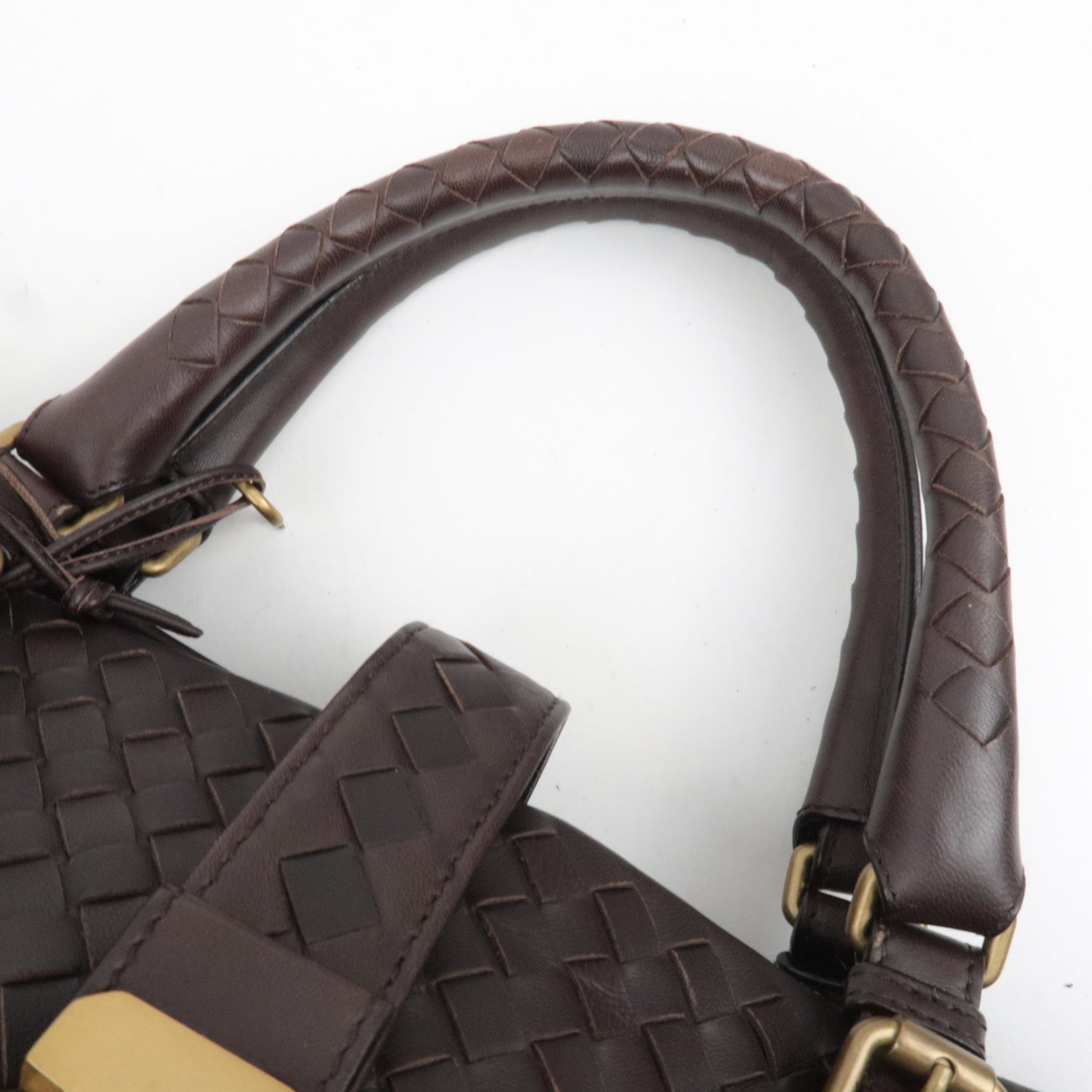 BOTTEGA VENETA Intrecciato Roma Bag Leather Handbag Brown 171265 *Keys, Dust bag