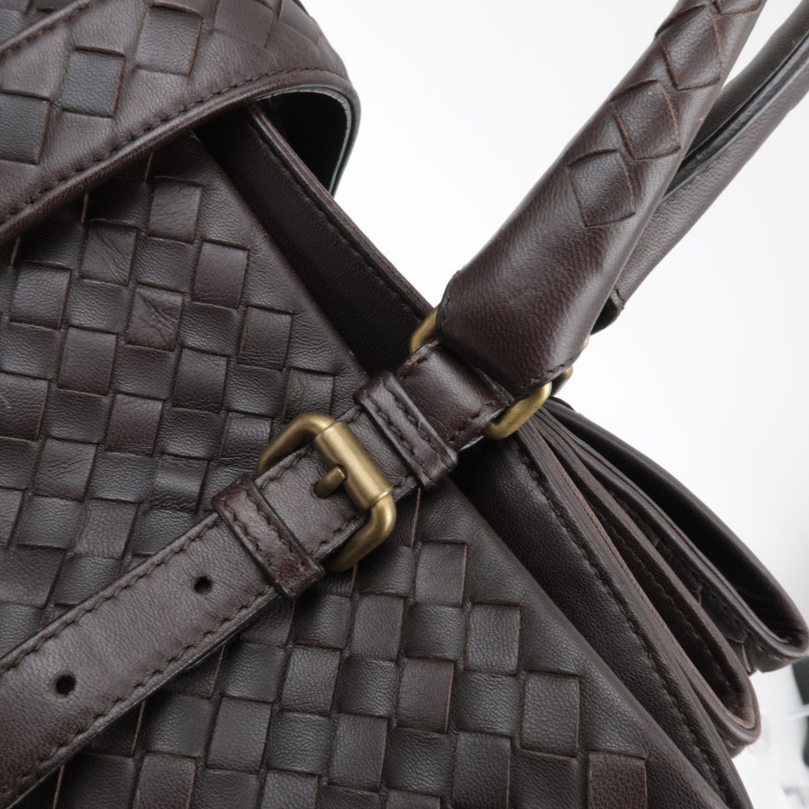 BOTTEGA VENETA Intrecciato Roma Bag Leather Handbag Brown 171265 *Keys, Dust bag