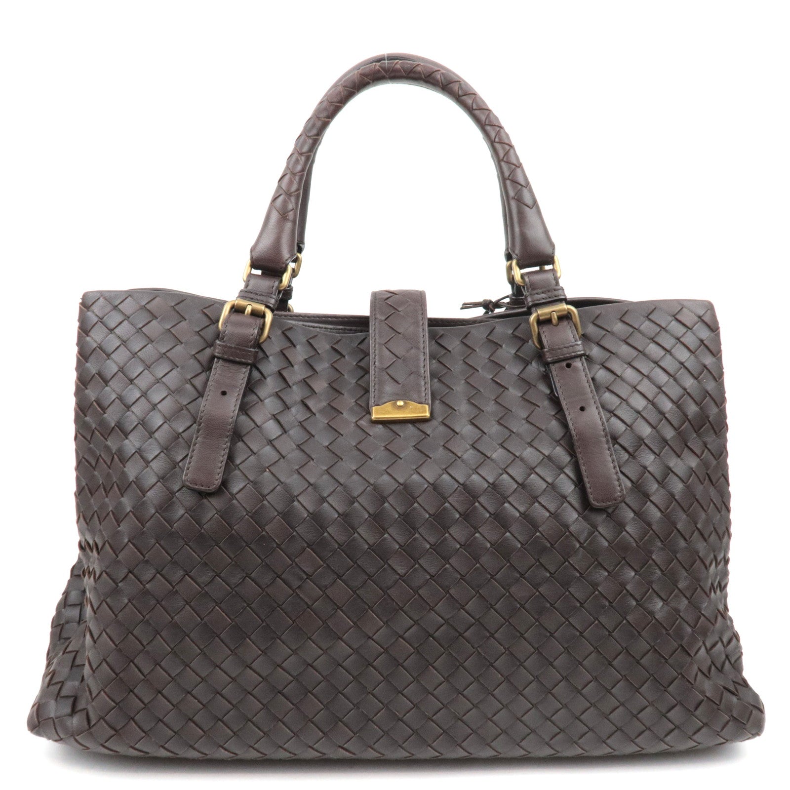 BOTTEGA VENETA Intrecciato Roma Bag Leather Handbag Brown 171265 *Keys, Dust bag