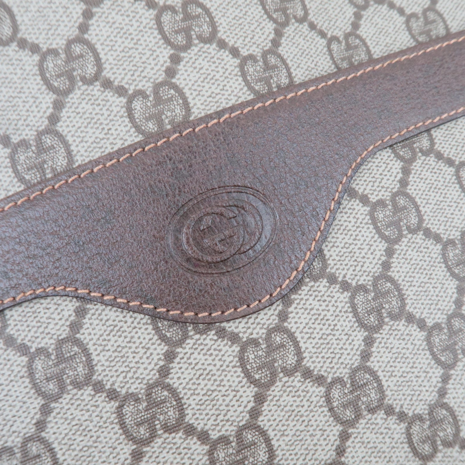 GUCCI Old Gucci Sherry Tote Bag GG Plus Leather Beige Brown 002.39.6487