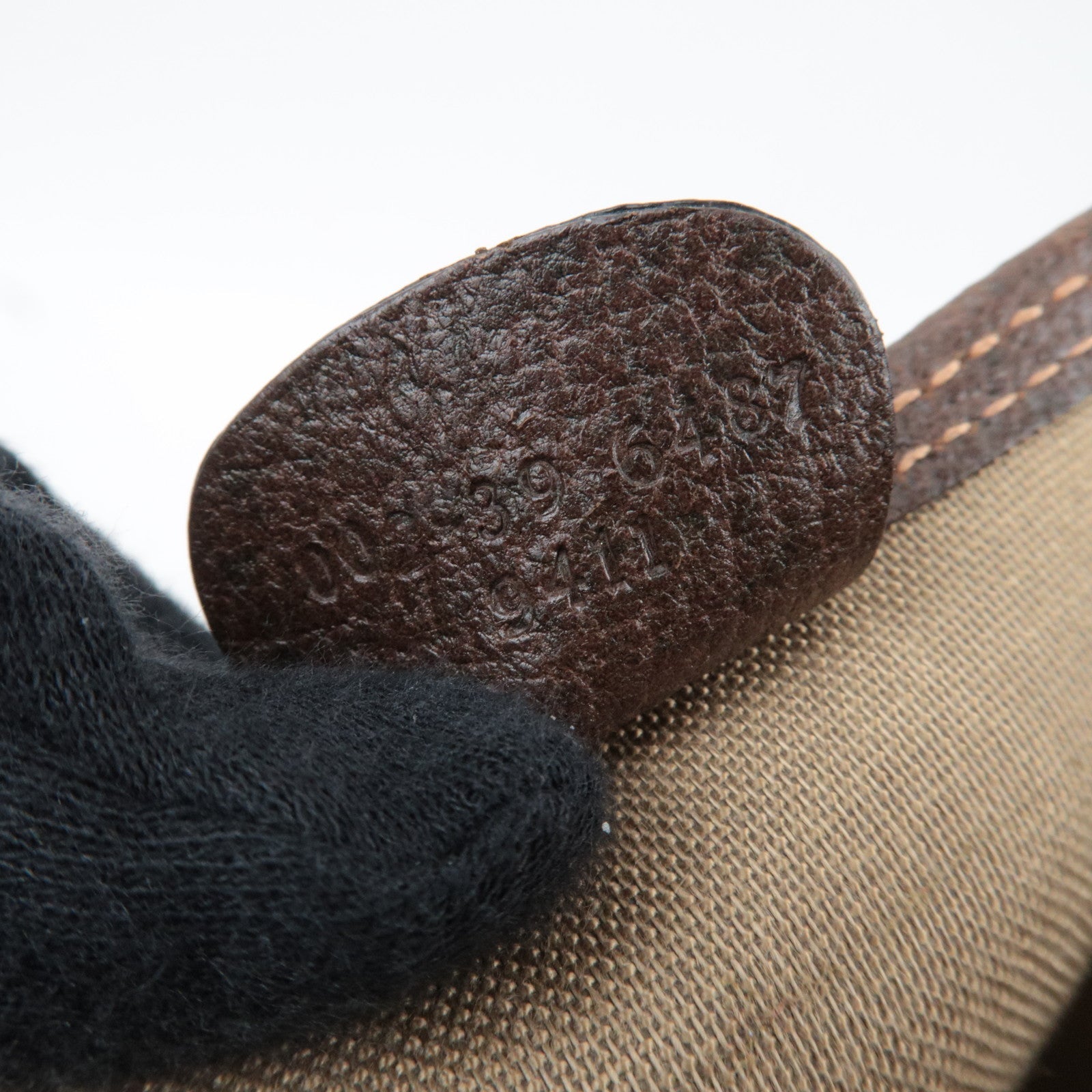 GUCCI Old Gucci Sherry Tote Bag GG Plus Leather Beige Brown 002.39.6487