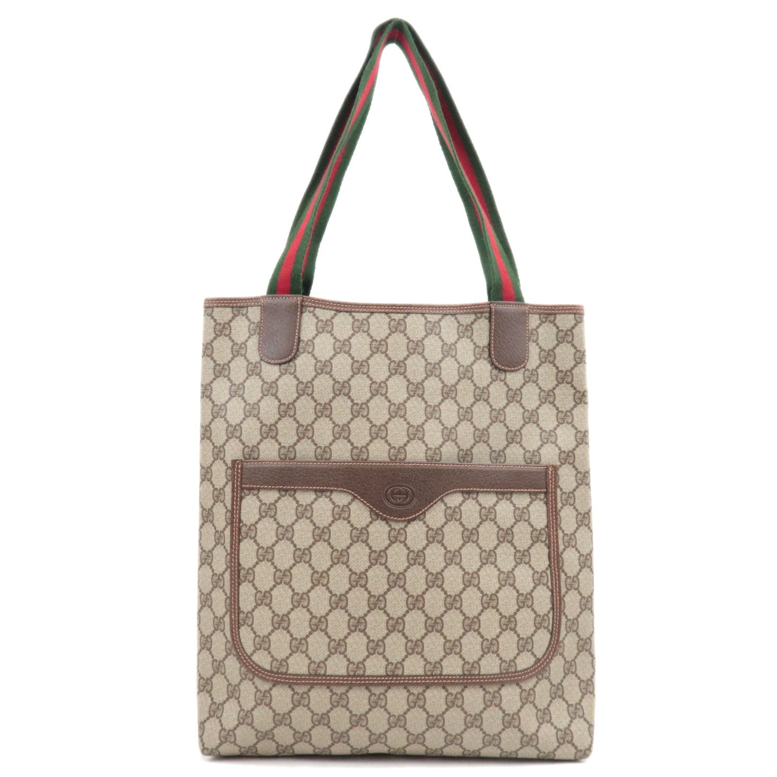 GUCCI Old Gucci Sherry Tote Bag GG Plus Leather Beige Brown 002.39.648783473