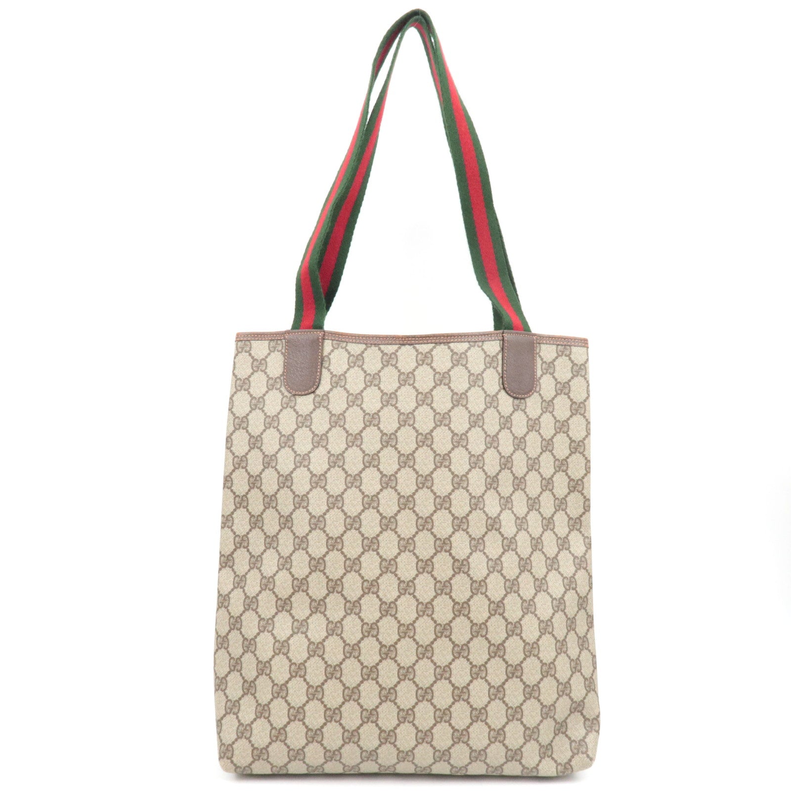 GUCCI Old Gucci Sherry Tote Bag GG Plus Leather Beige Brown 002.39.6487
