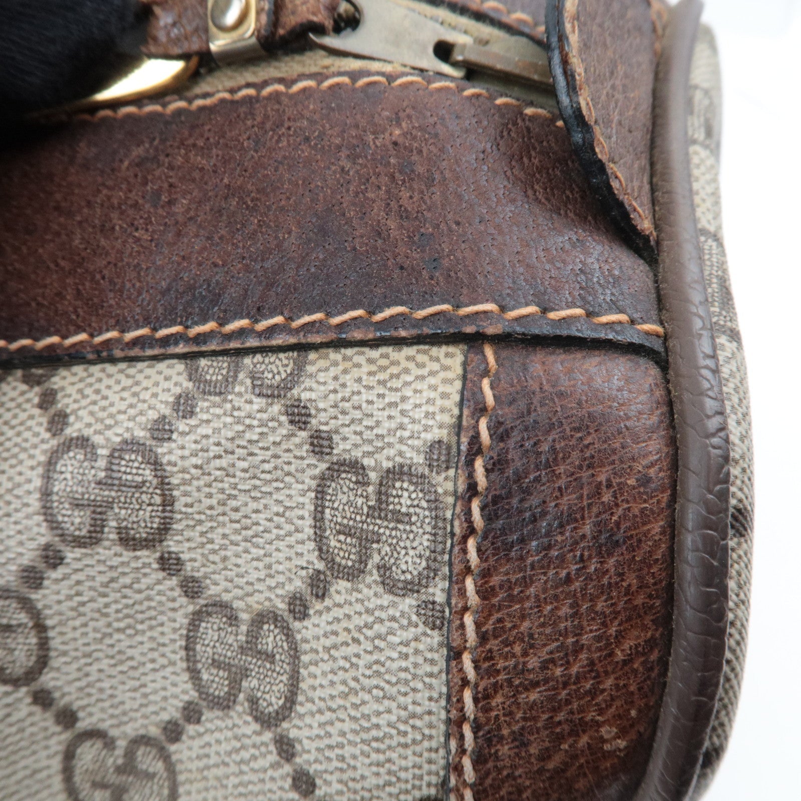 GUCCI Sherry GG Plus Leather Boston Bag Beige Brown 98.56.002.0548