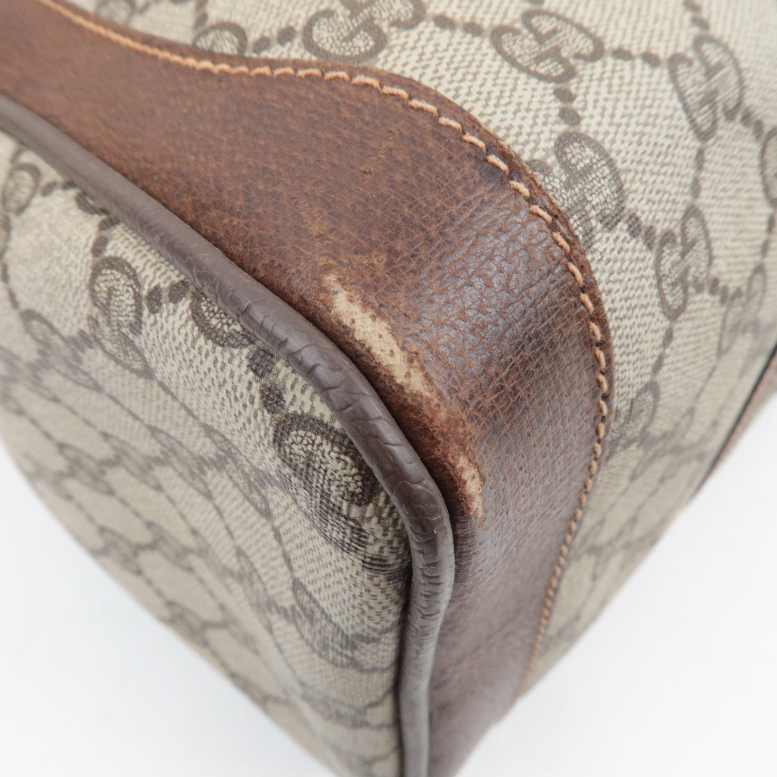 GUCCI Sherry GG Plus Leather Boston Bag Beige Brown 98.56.002.0548