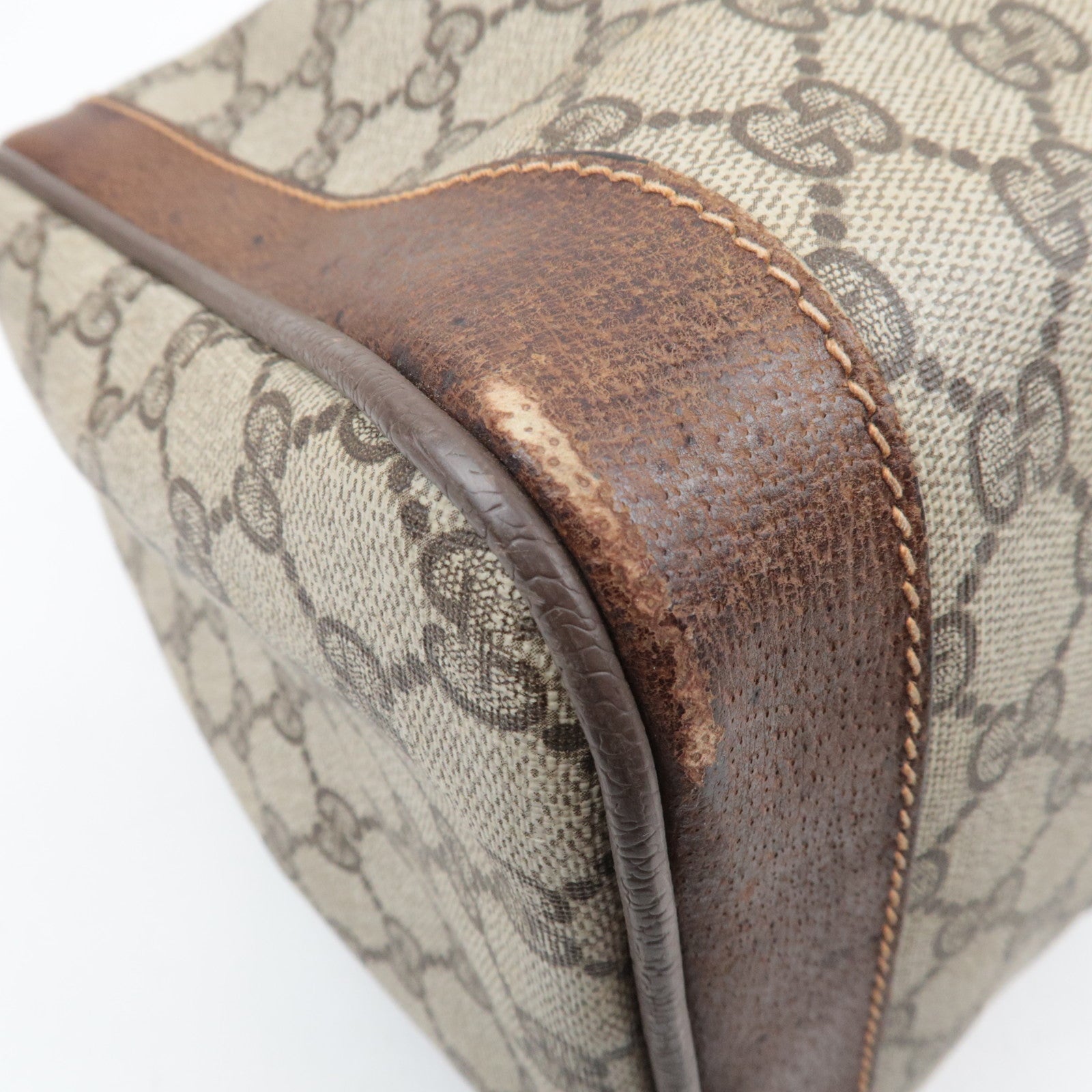 GUCCI Sherry GG Plus Leather Boston Bag Beige Brown 98.56.002.0548