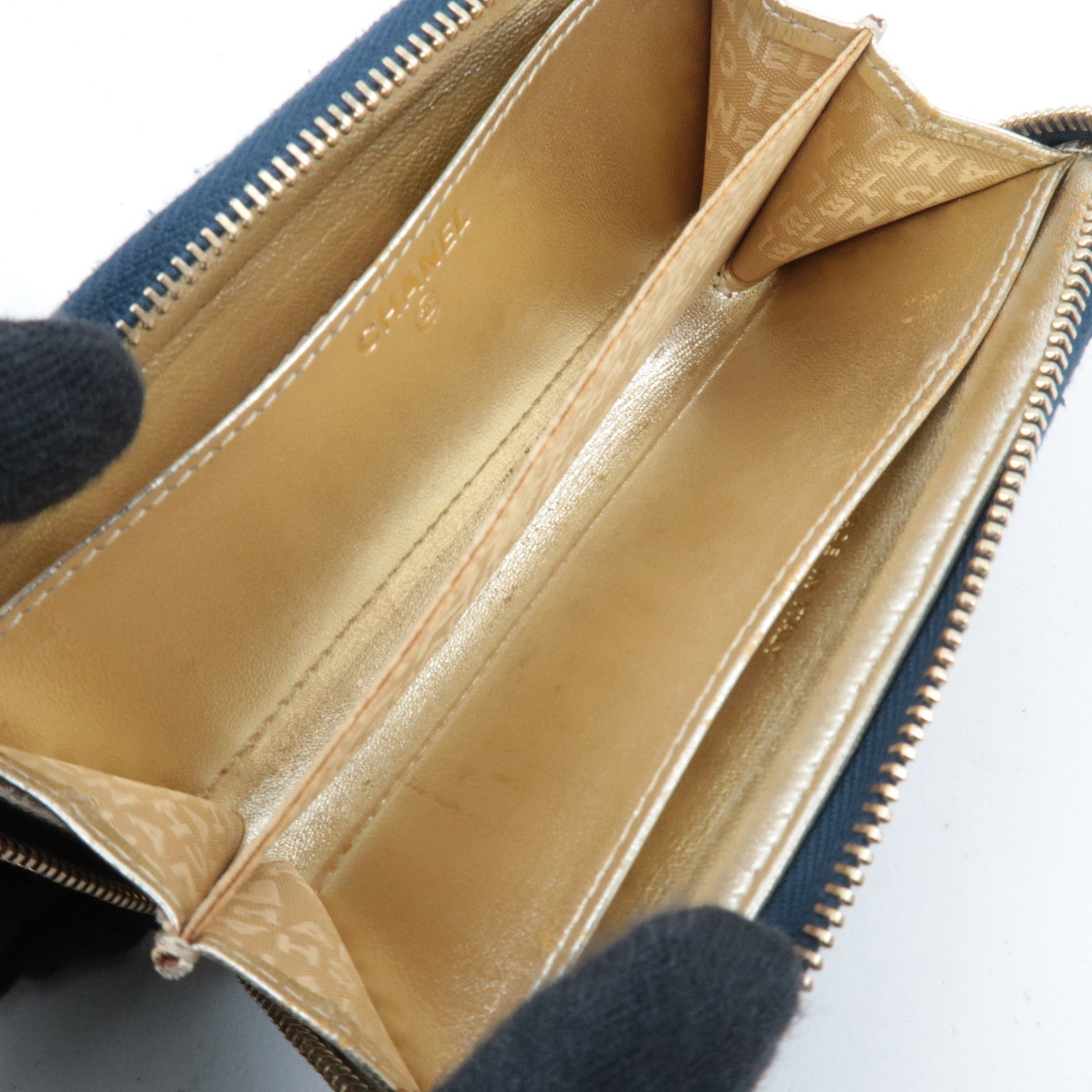 CHANEL Coco Mark Coin Case Wallet Denim Navy 10557674