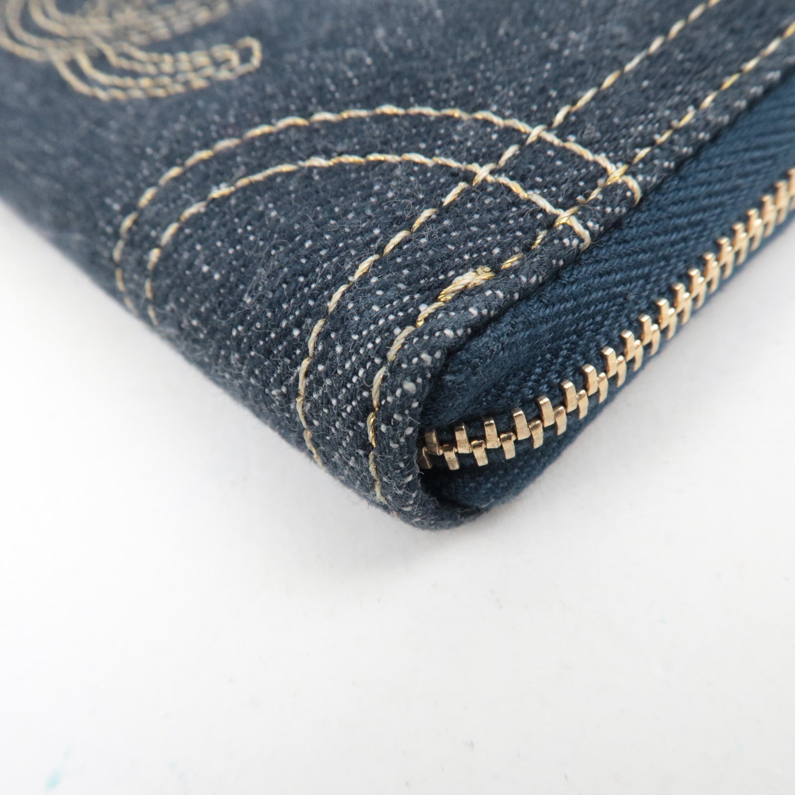 CHANEL Coco Mark Coin Case Wallet Denim Navy 10557674