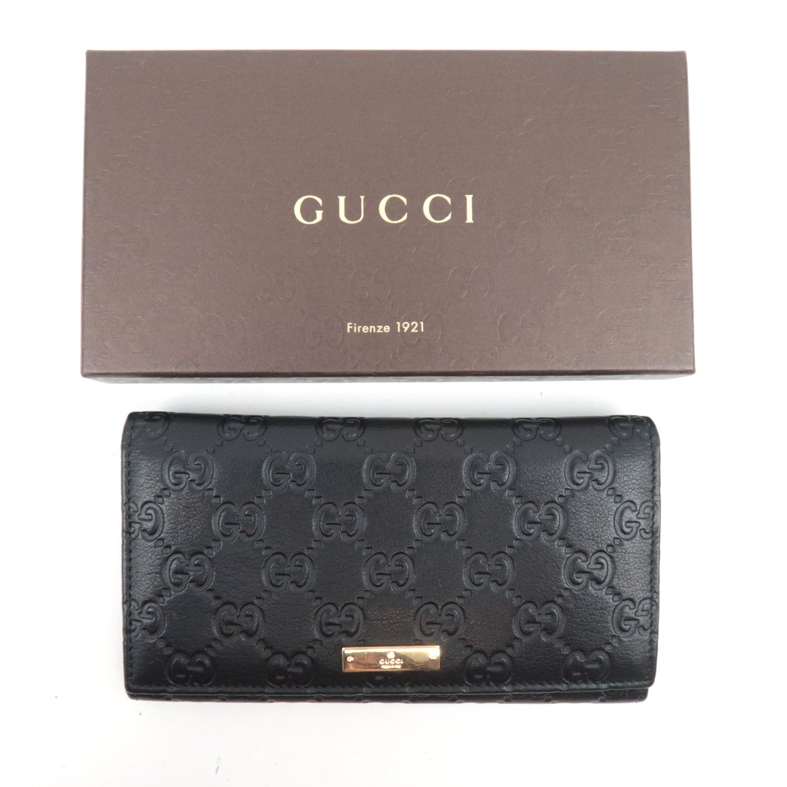 GUCCI Guccissima Bifold Long Wallet Leather Black 244946 *Box
