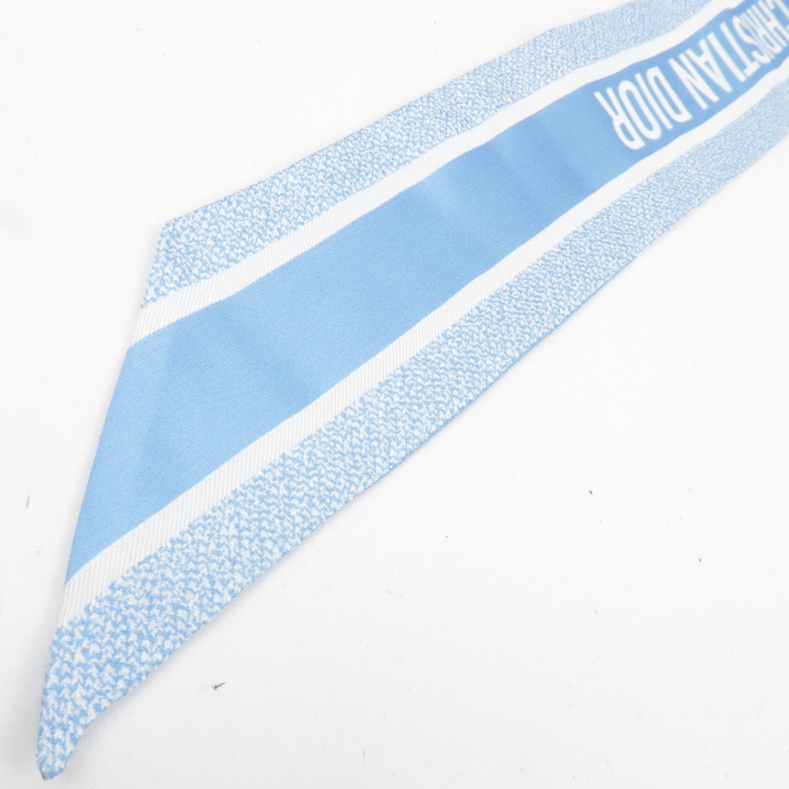 Christian Dior Mitzah Twilly Houndstooth Scarf 100% Silk Blue