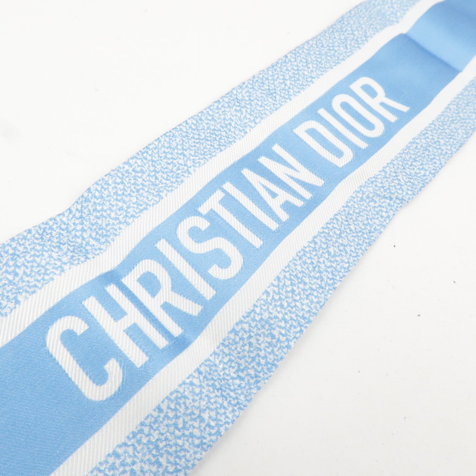 Christian Dior Mitzah Twilly Houndstooth Scarf 100% Silk Blue