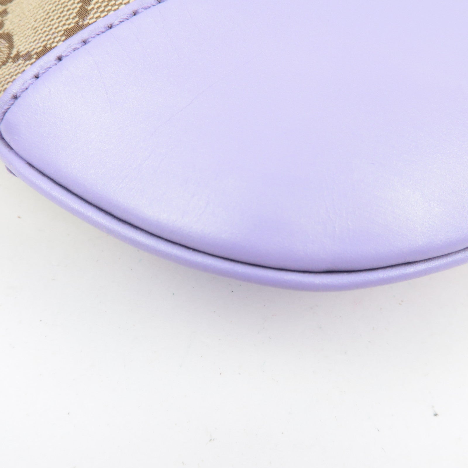 GUCCI Lovely GG Canvas Leather Shoulder Bag Beige Purple 257072