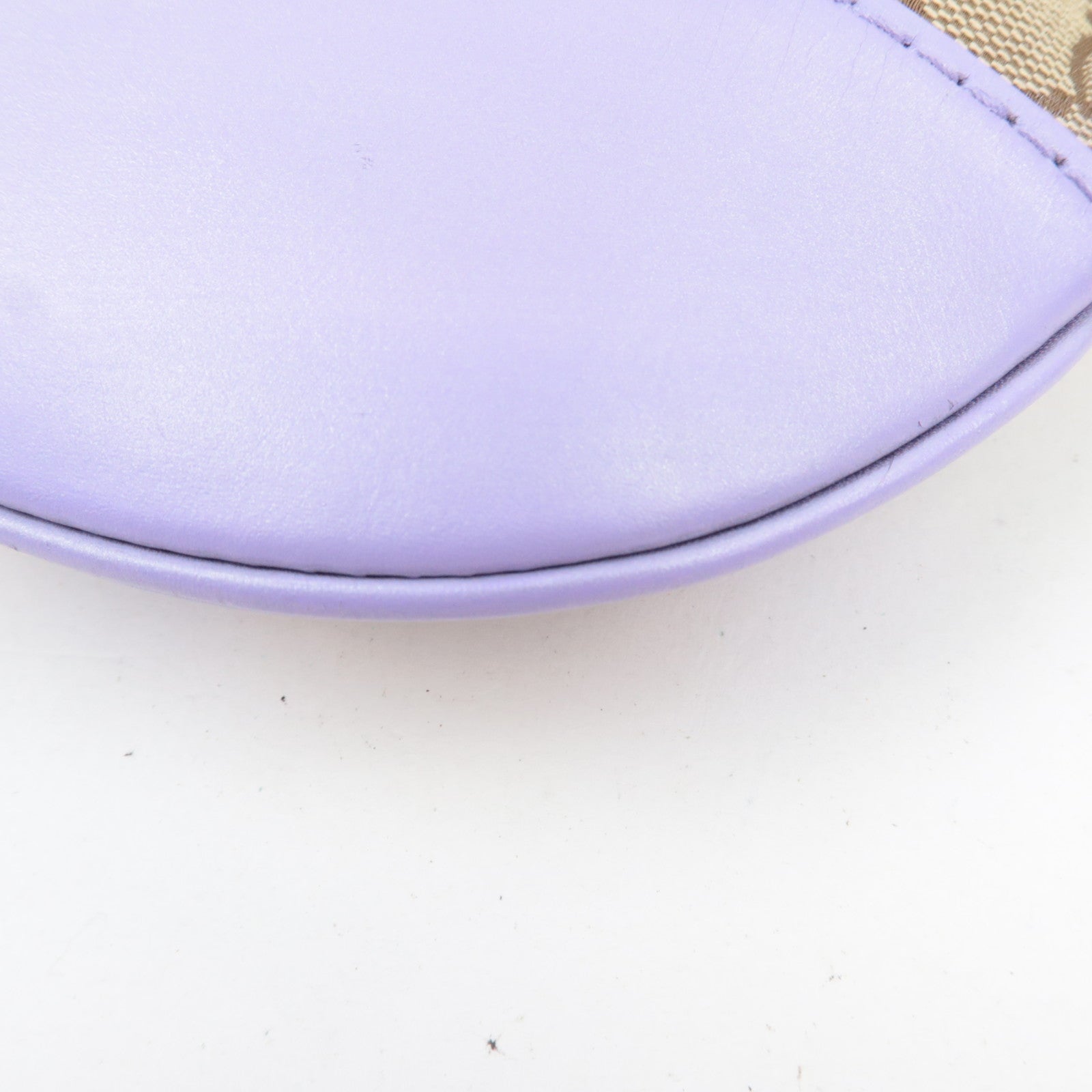 GUCCI Lovely GG Canvas Leather Shoulder Bag Beige Purple 257072