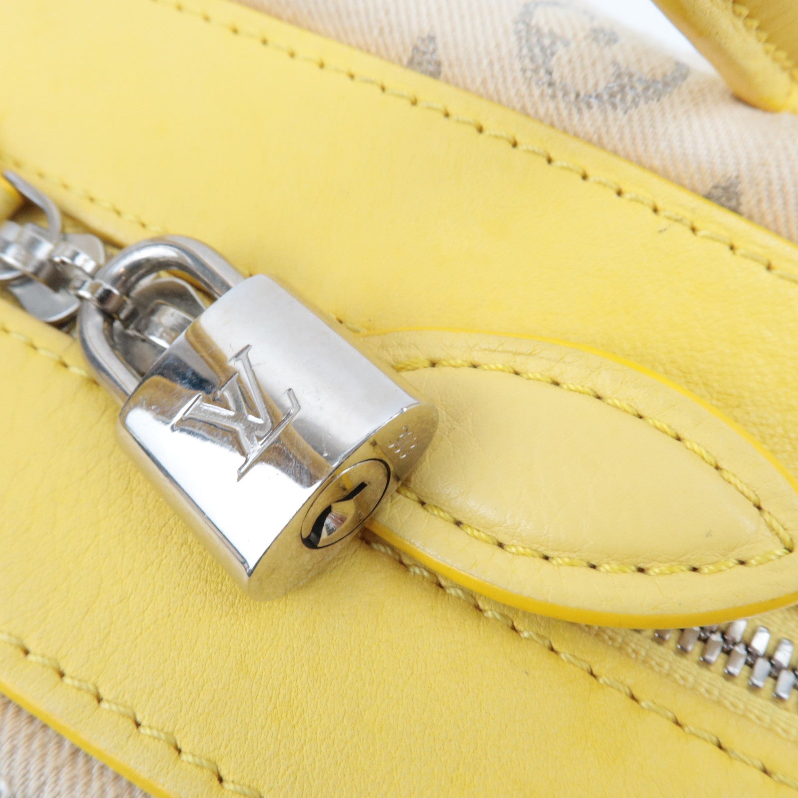 Louis Vuitton Monogram Denim Speedy Round Handbag Jaune M40709 AR0122 *Strap, Key Lock, Clochette