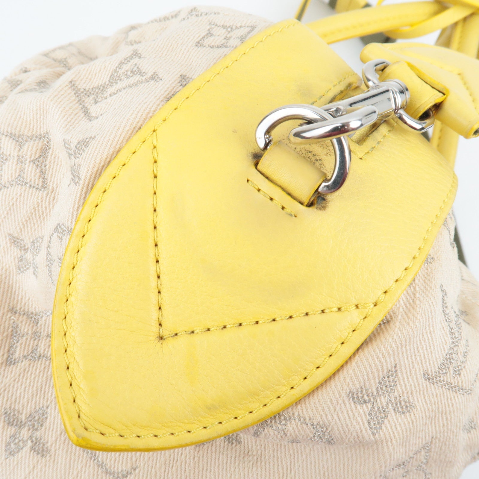Louis Vuitton Monogram Denim Speedy Round Handbag Jaune M40709 AR0122 *Strap, Key Lock, Clochette