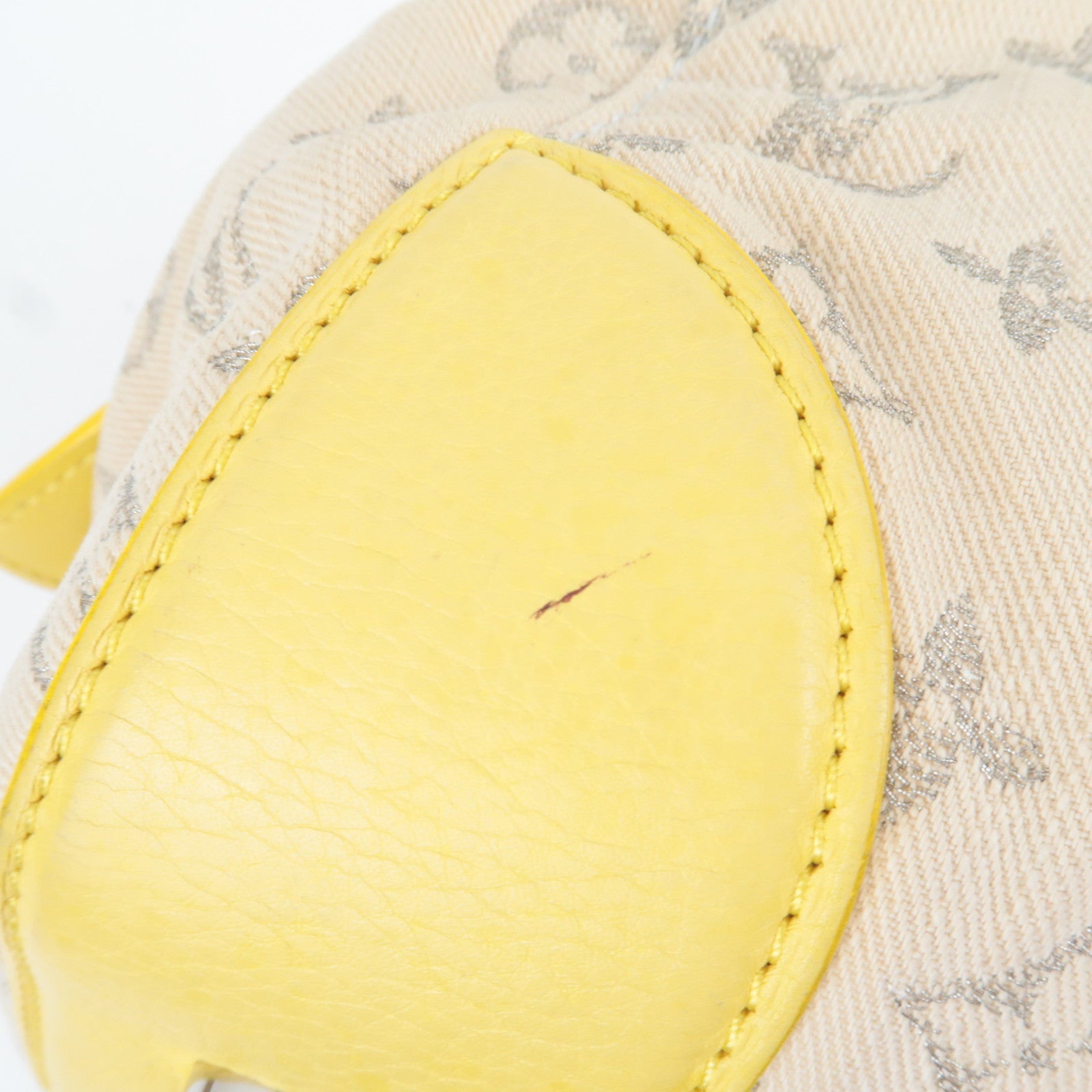 Louis Vuitton Monogram Denim Speedy Round Handbag Jaune M40709 AR0122 *Strap, Key Lock, Clochette