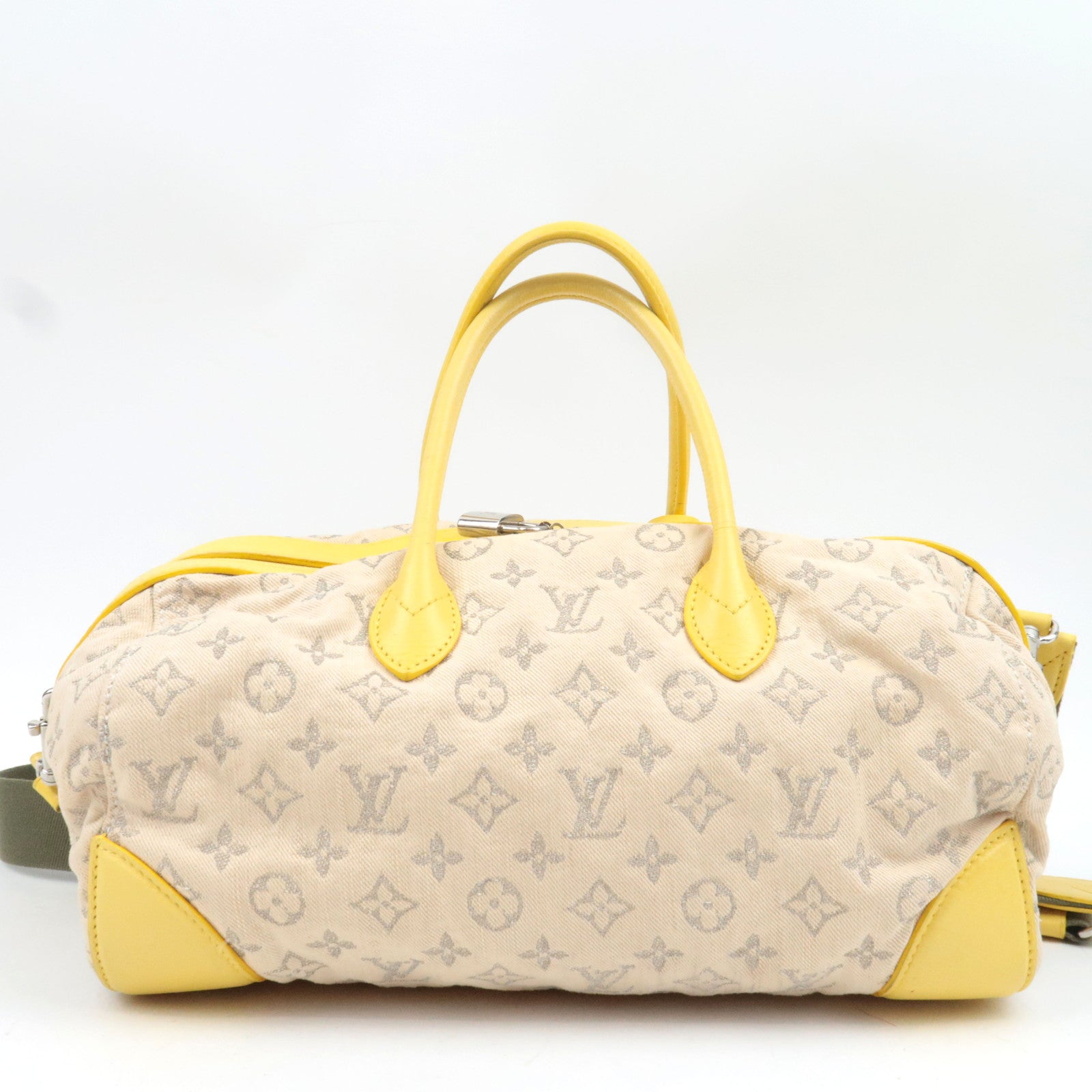 Louis Vuitton Monogram Denim Speedy Round Handbag Jaune M40709 AR0122 *Strap, Key Lock, Clochette