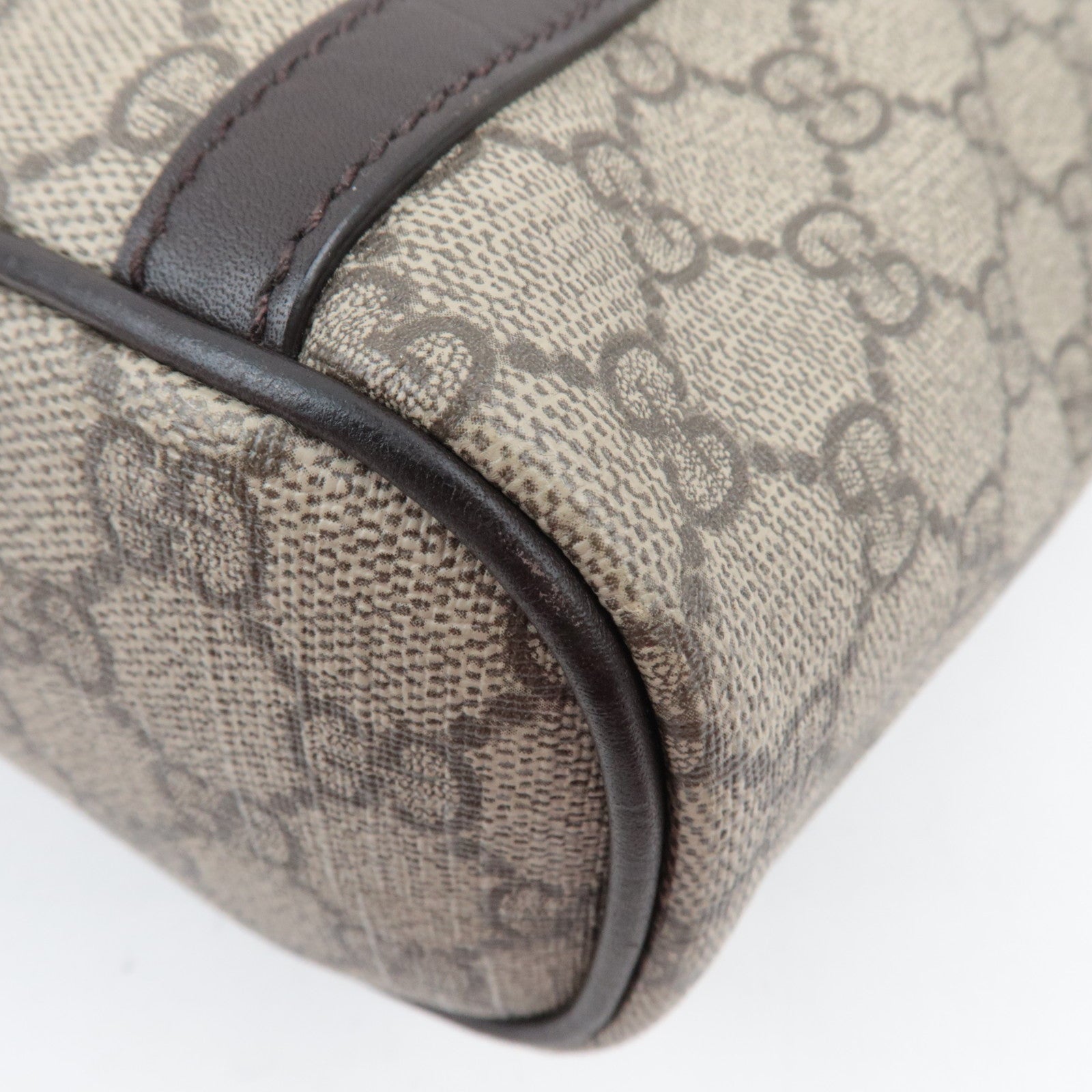 GUCCI 2Way Tote Bag GG Supreme Leather Beige Brown 388929 *Strap