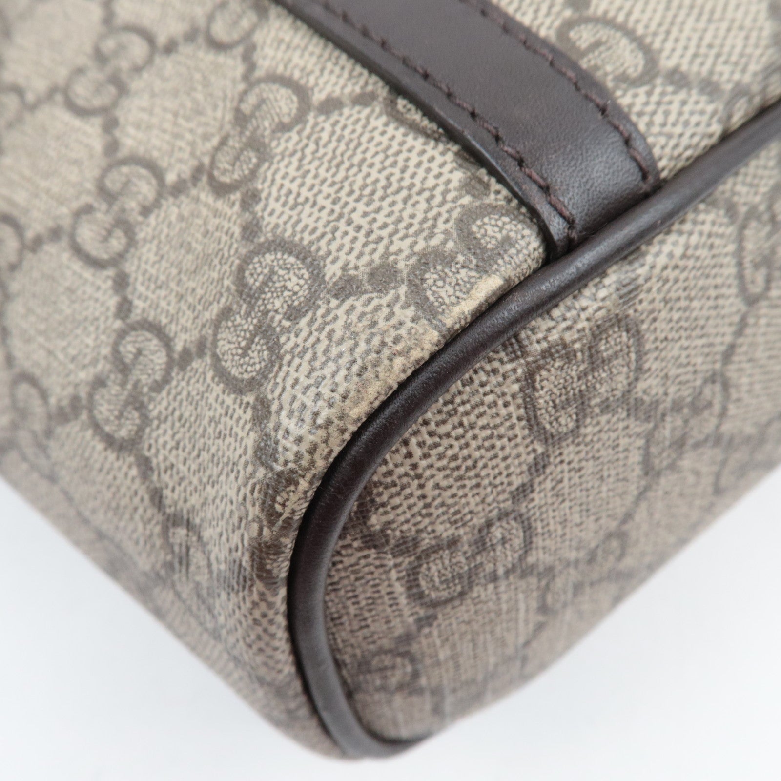 GUCCI 2Way Tote Bag GG Supreme Leather Beige Brown 388929 *Strap