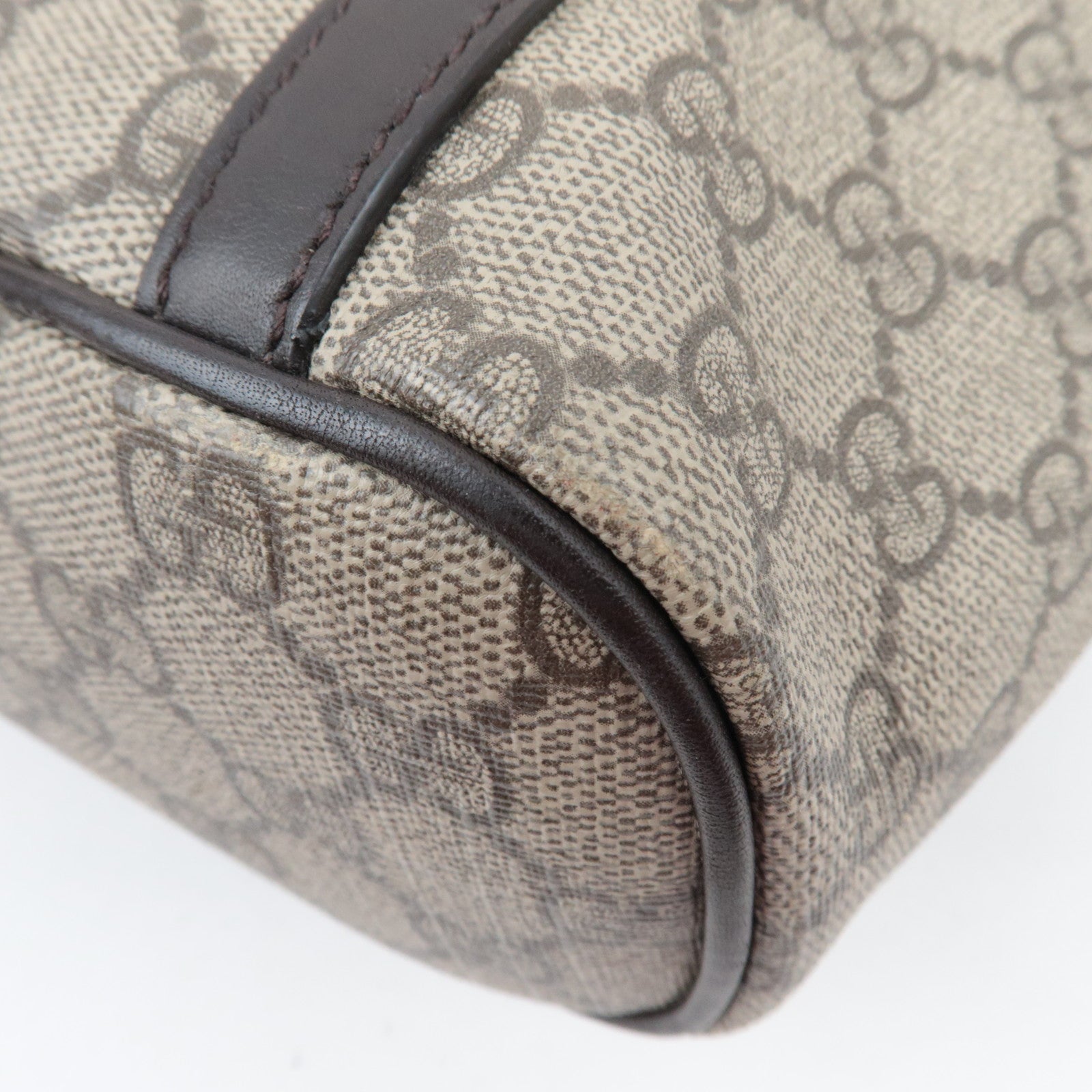 GUCCI 2Way Tote Bag GG Supreme Leather Beige Brown 388929 *Strap