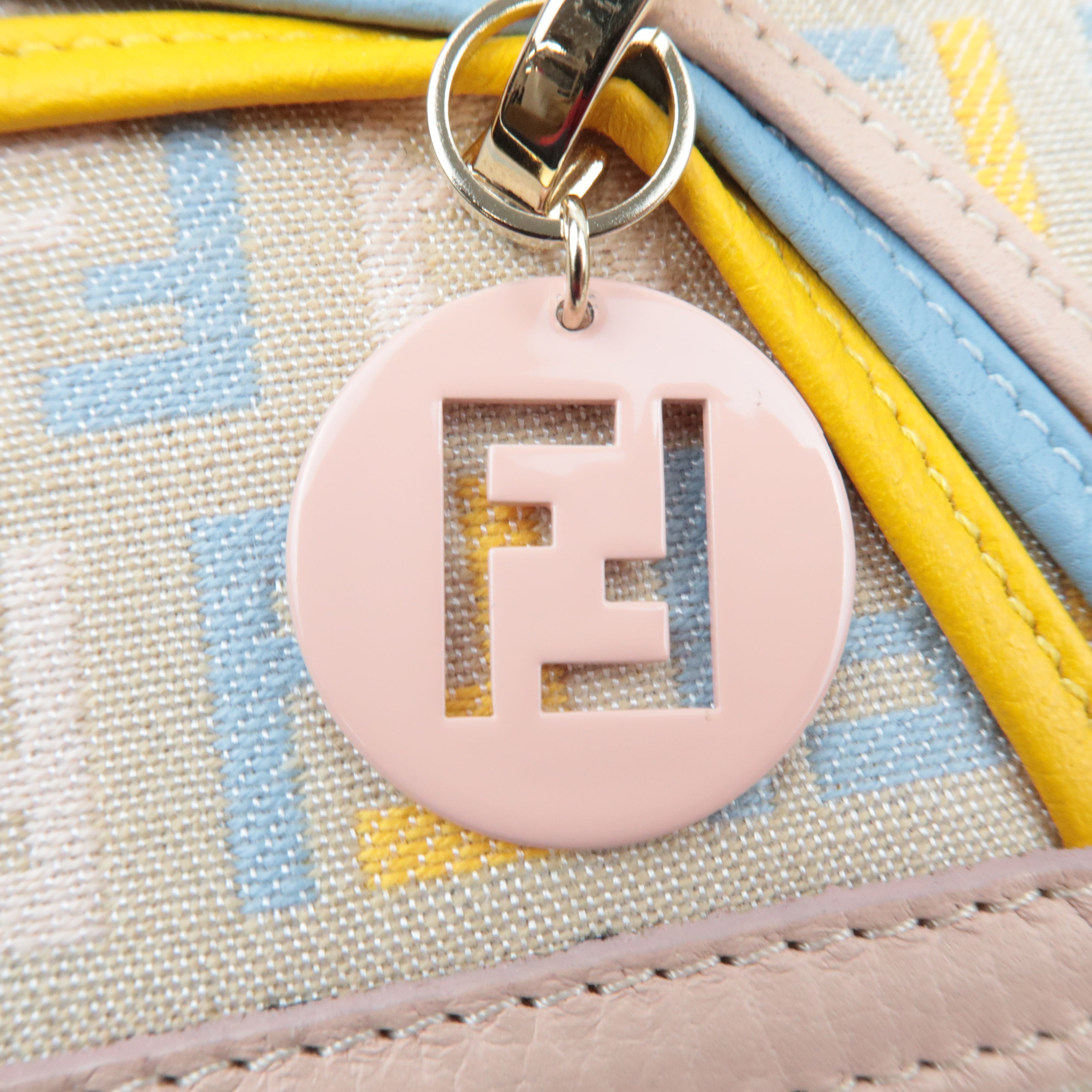 FENDI Zucchino Tri-Fold Wallet Canvas Leather Multicolor Beige 8M0177 *Dust bag