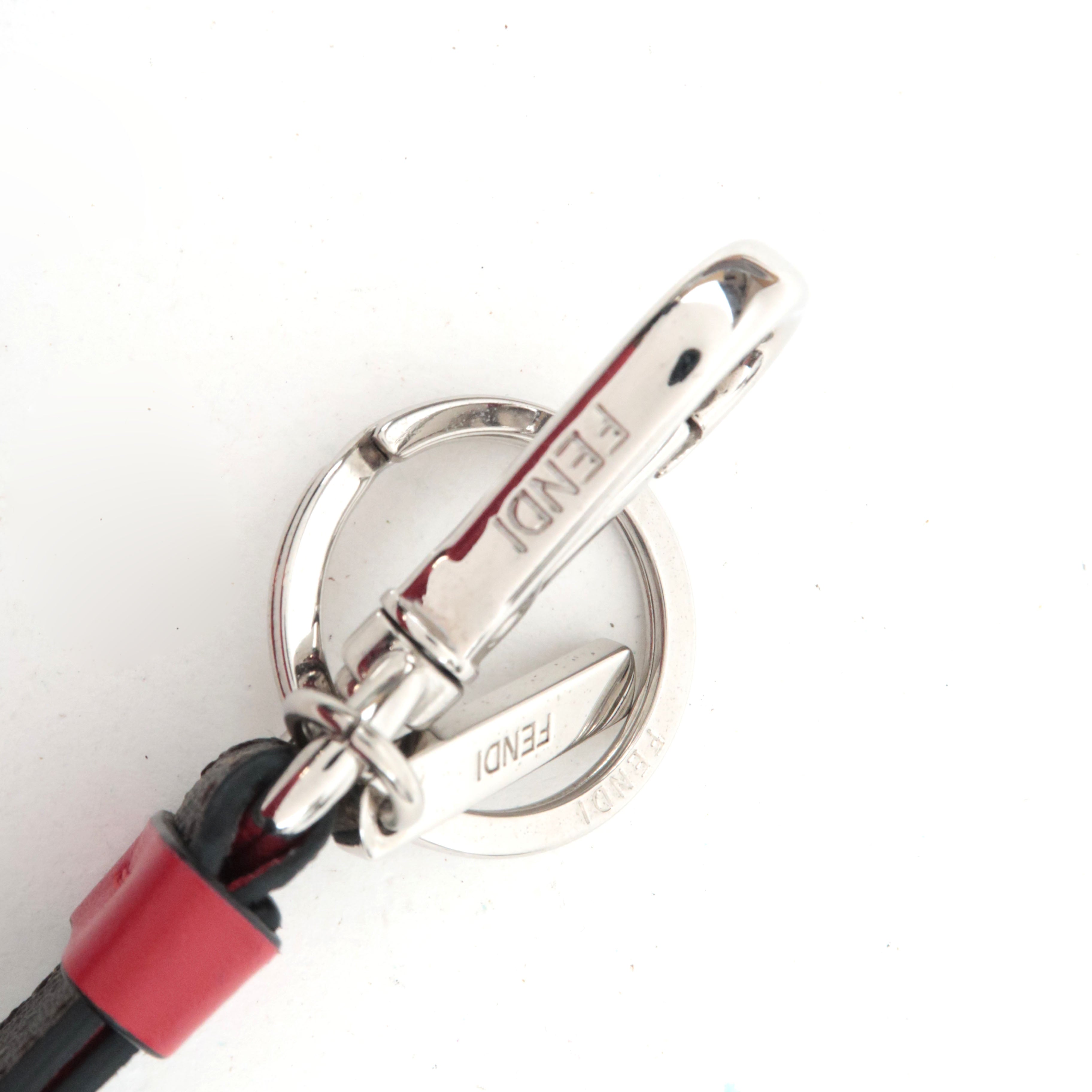 FENDI Zucca Bag Handle Strap Bag Charm PVC Leather Brown Black Red 7AR872