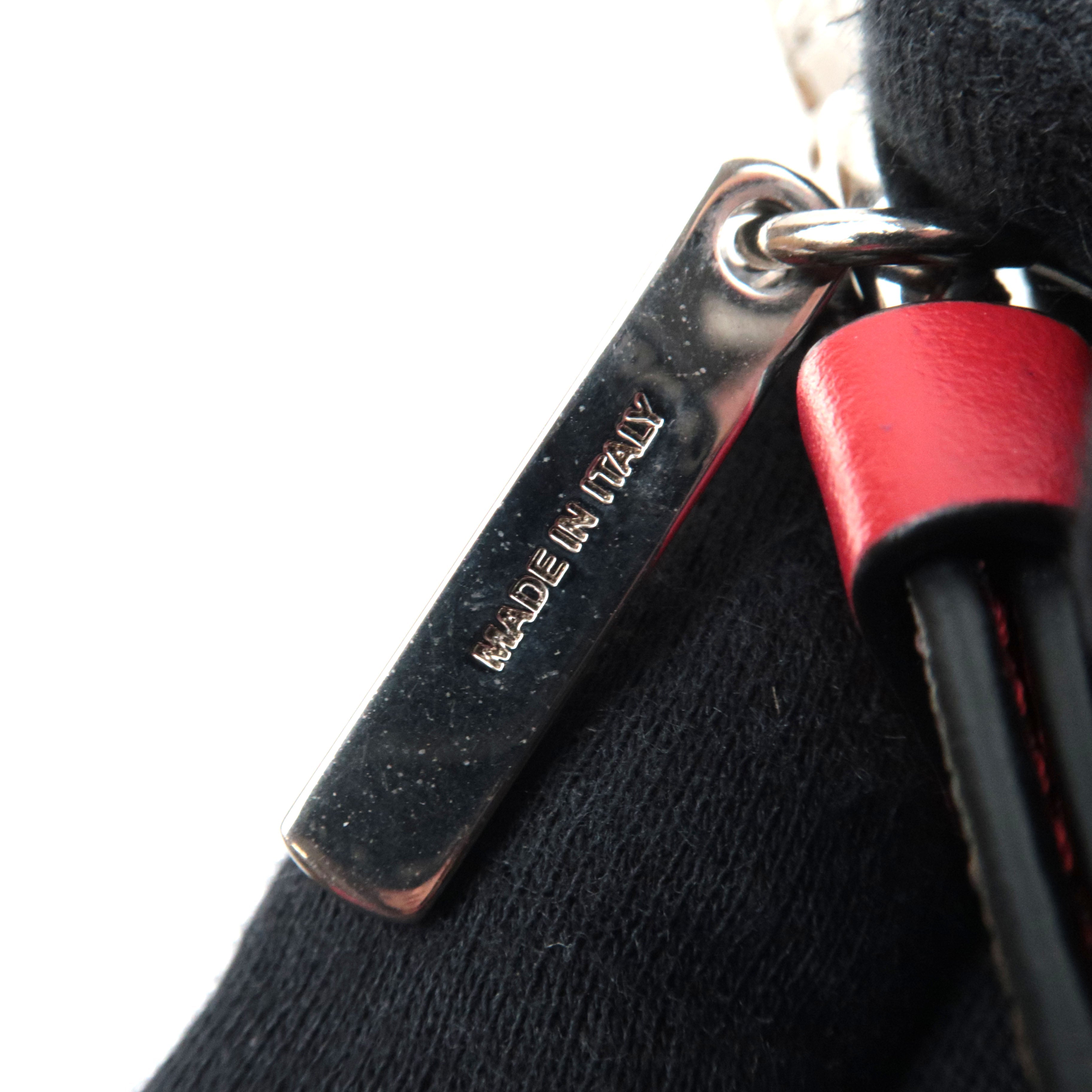 FENDI Zucca Bag Handle Strap Bag Charm PVC Leather Brown Black Red 7AR872