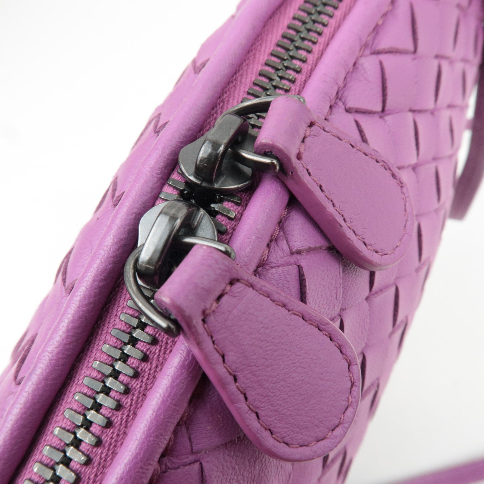 BOTTEGA VENETA Intrecciato Shoulder Bag Leather Purple *Dust bag, Mirror