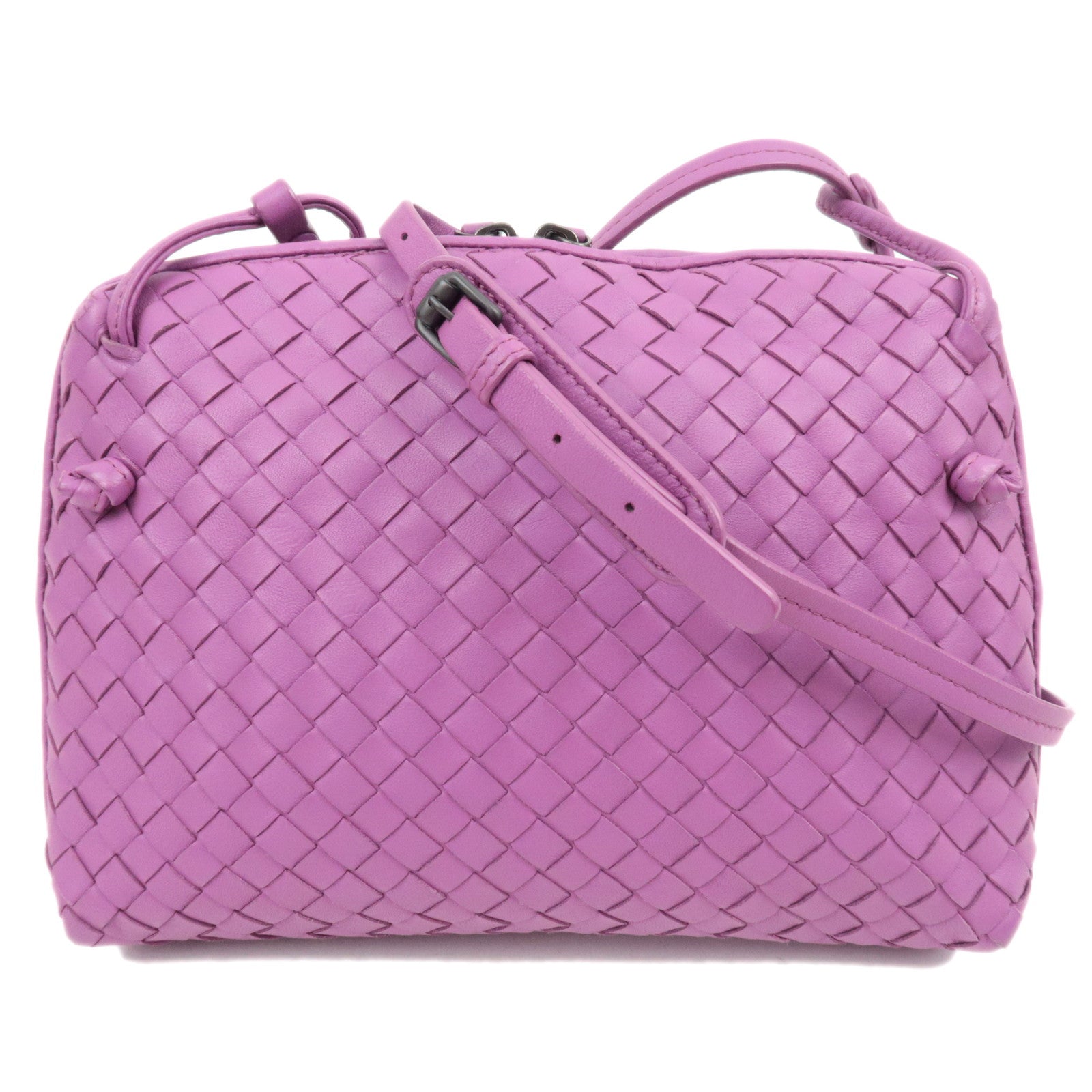 BOTTEGA VENETA Intrecciato Shoulder Bag Leather Purple *Dust bag, Mirror83598