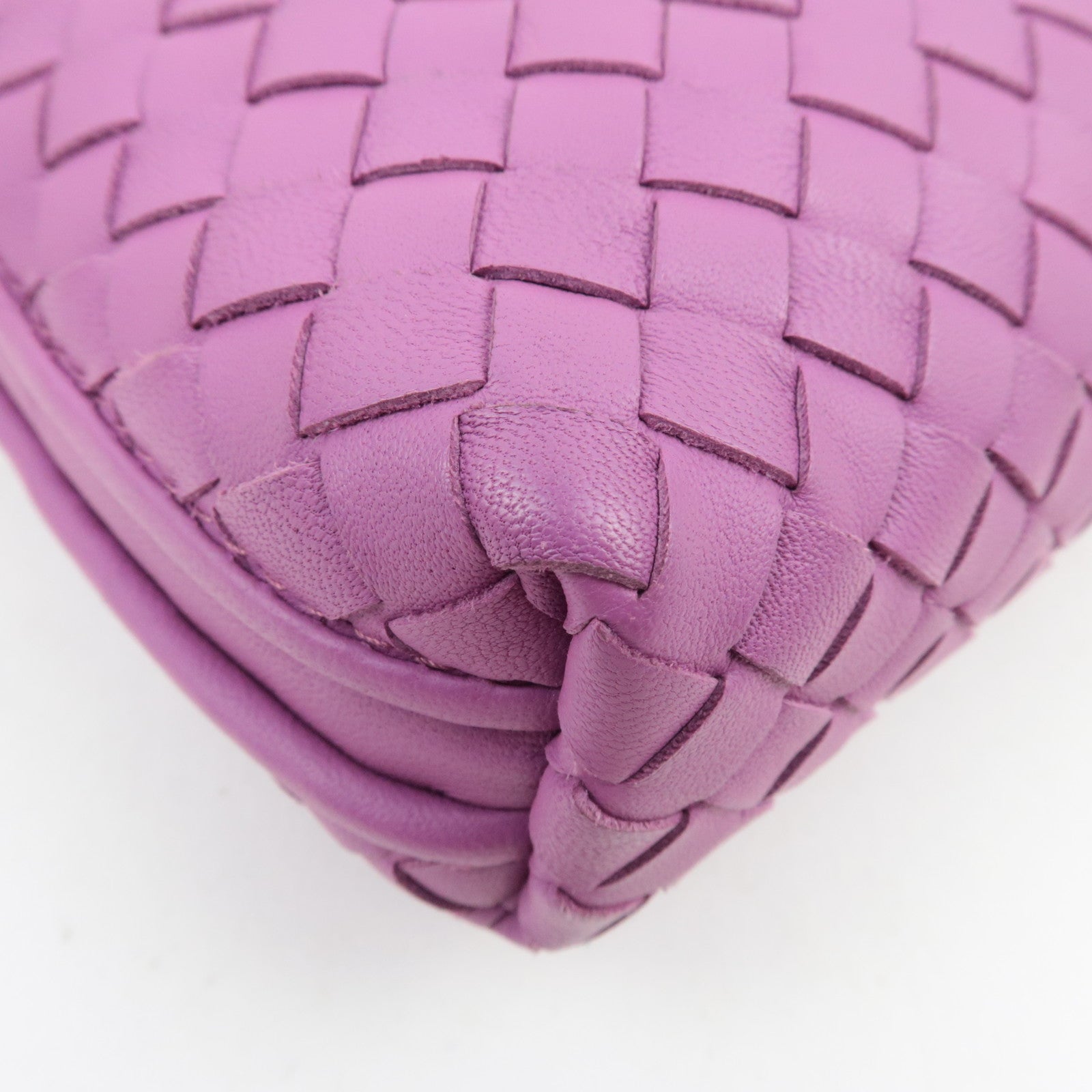 BOTTEGA VENETA Intrecciato Shoulder Bag Leather Purple *Dust bag, Mirror
