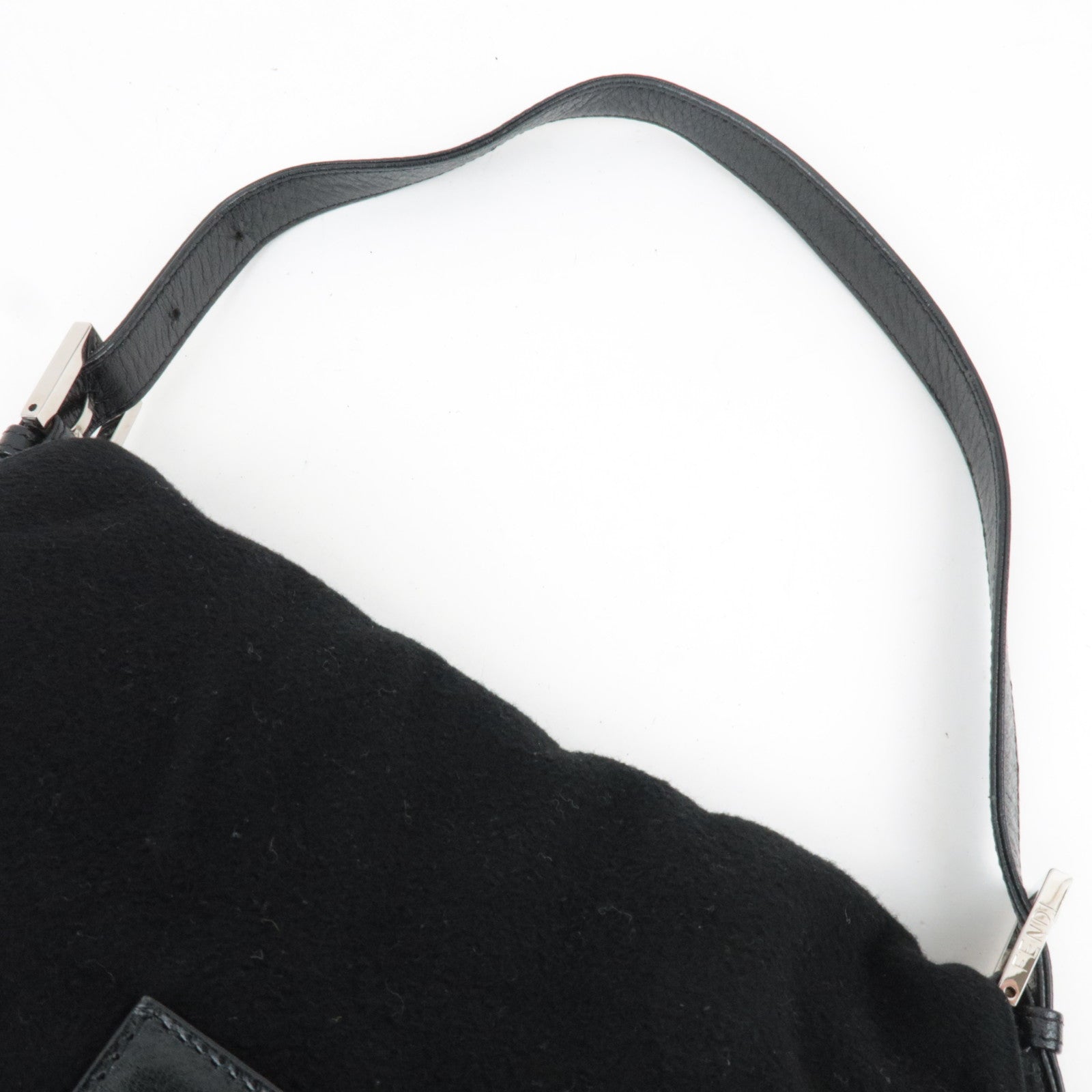 FENDI Mamma Baguette Shoulder Bag Cashmere Leather Black 26325