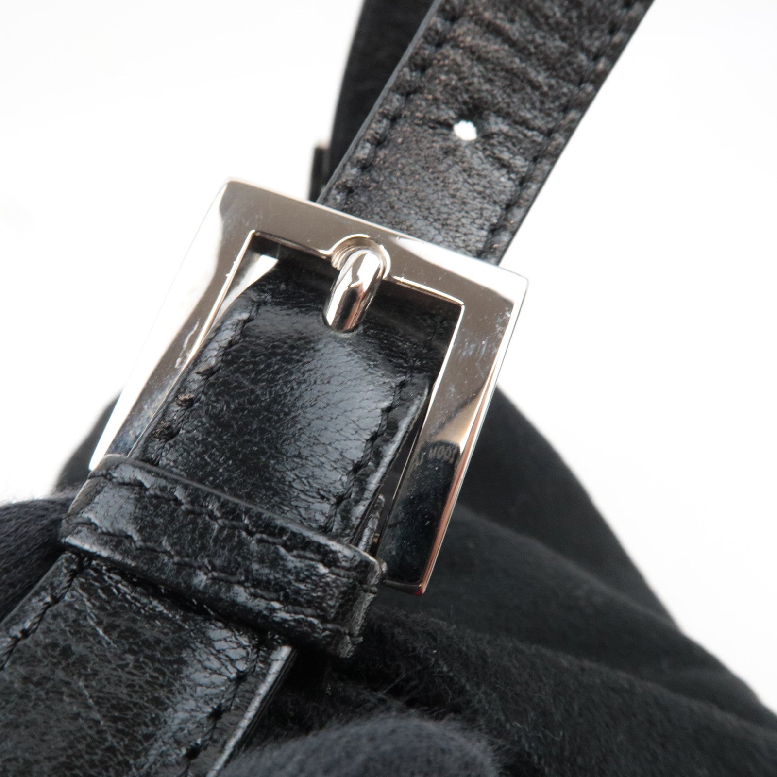 FENDI Mamma Baguette Shoulder Bag Cashmere Leather Black 26325