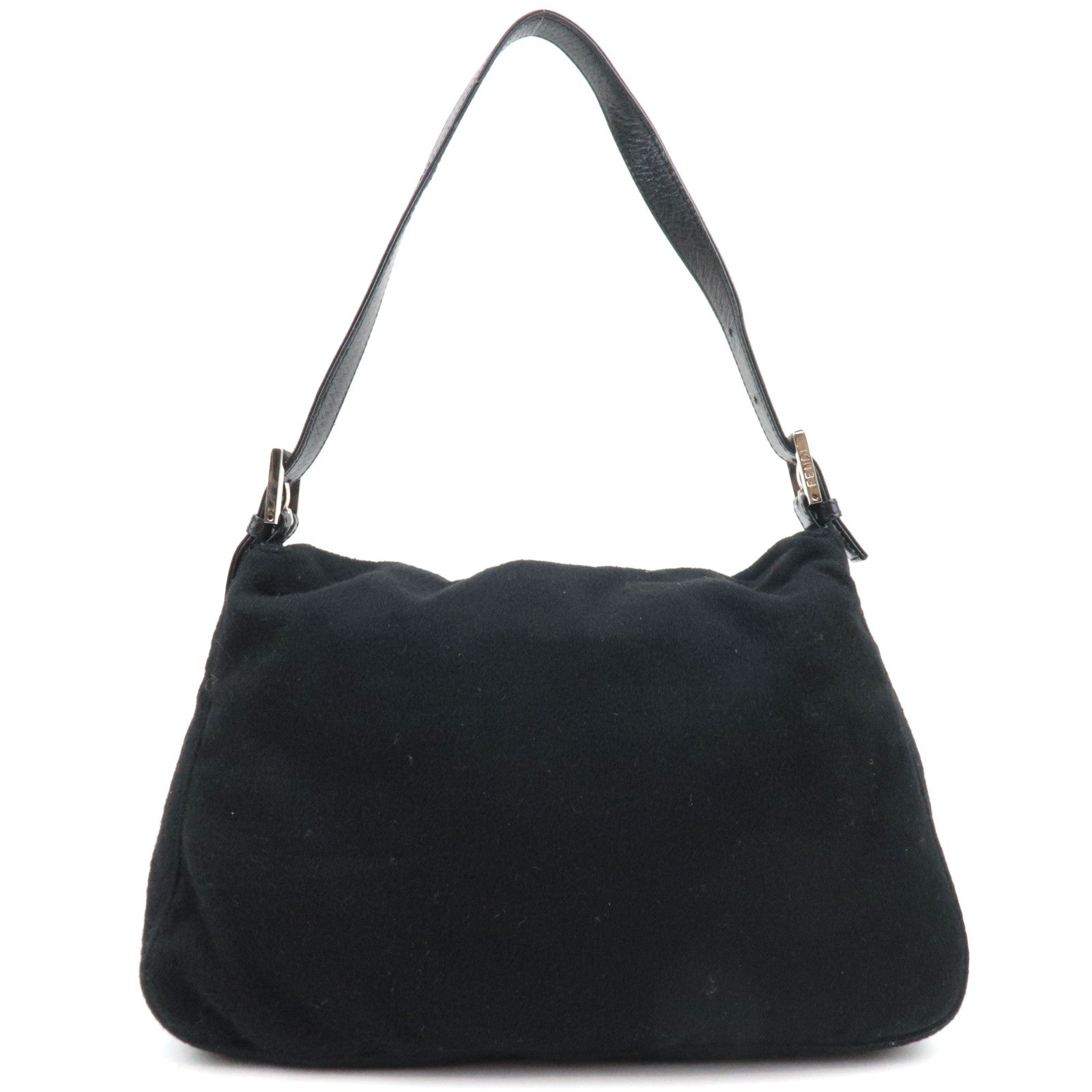 FENDI Mamma Baguette Shoulder Bag Cashmere Leather Black 26325