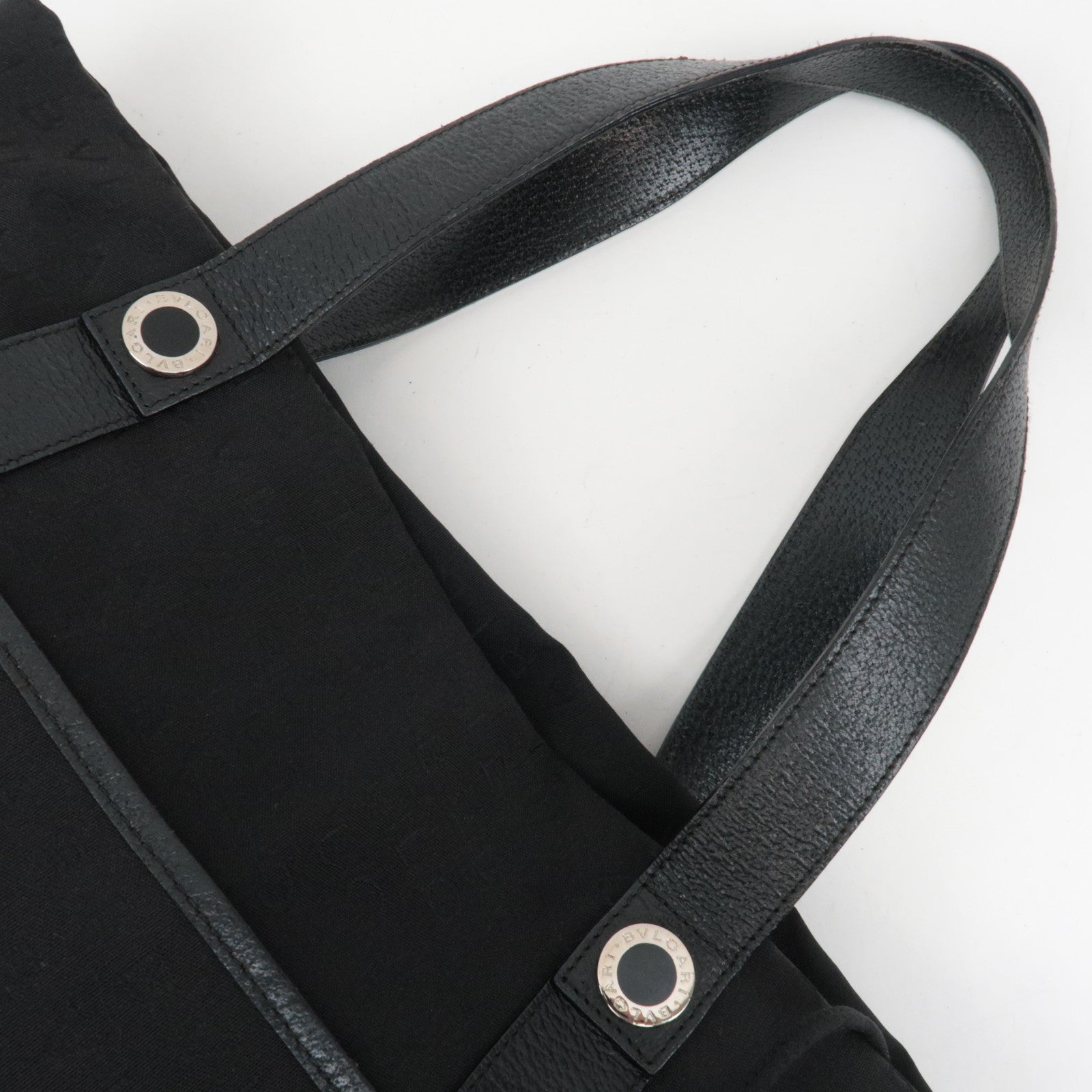 BVLGARI Logomania Tote Bag Canvas Leather Black *Dust bag, Pouch