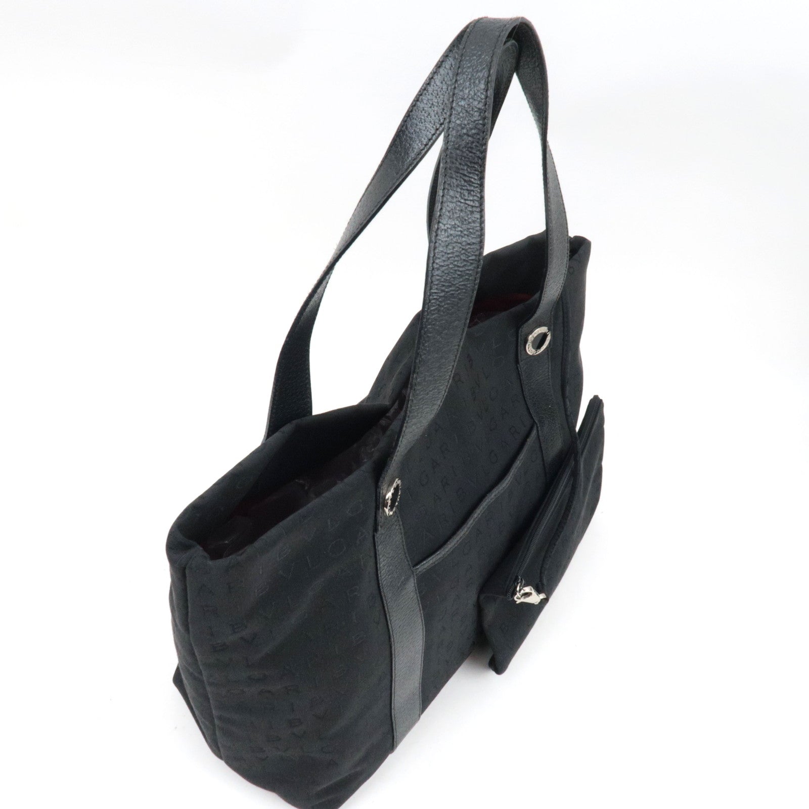 BVLGARI Logomania Tote Bag Canvas Leather Black *Dust bag, Pouch